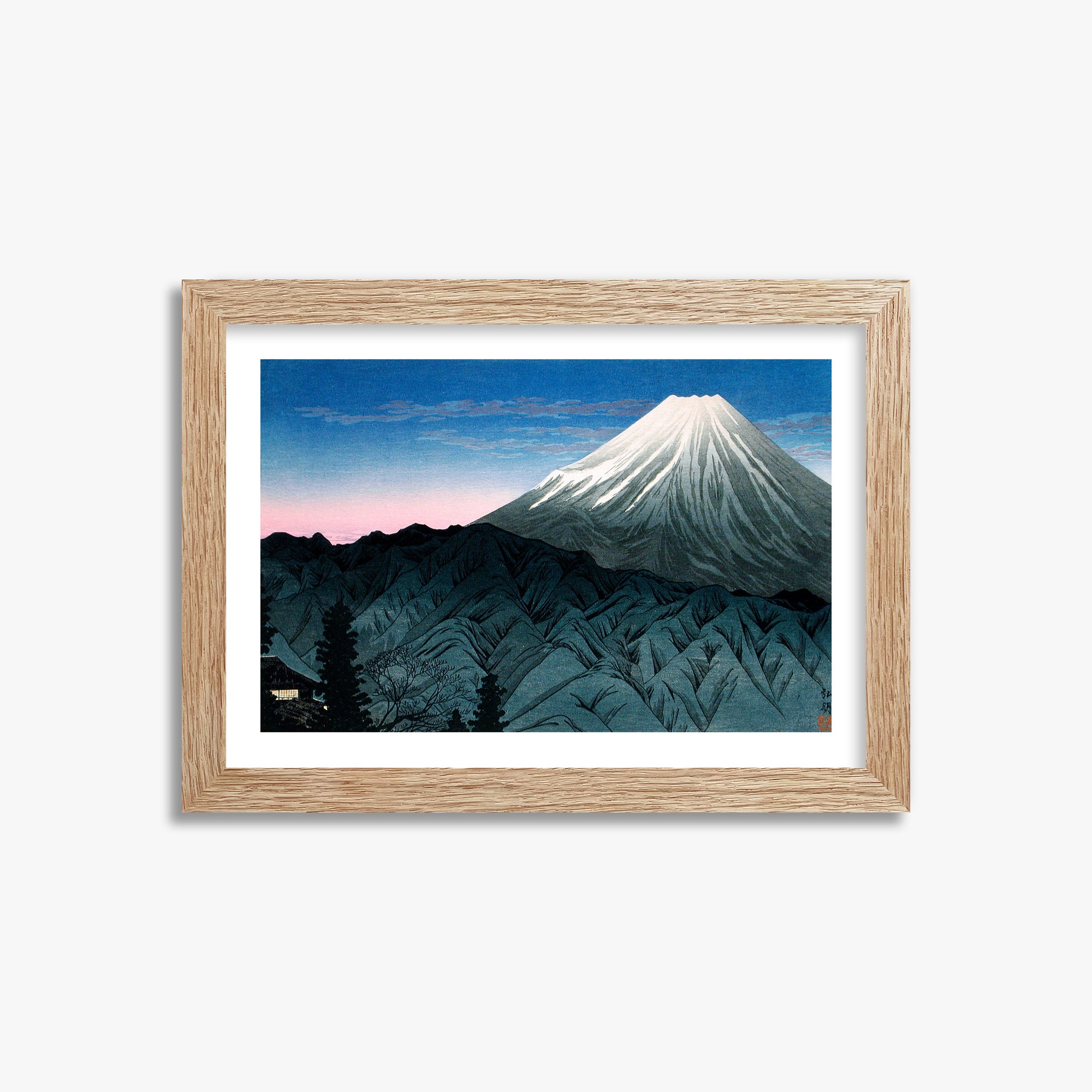 Takahashi Hiroaki (Shōtei): Mount Fuji From Hakone, 21x30cm Framed Art Reproduction With Raw Oak Frame