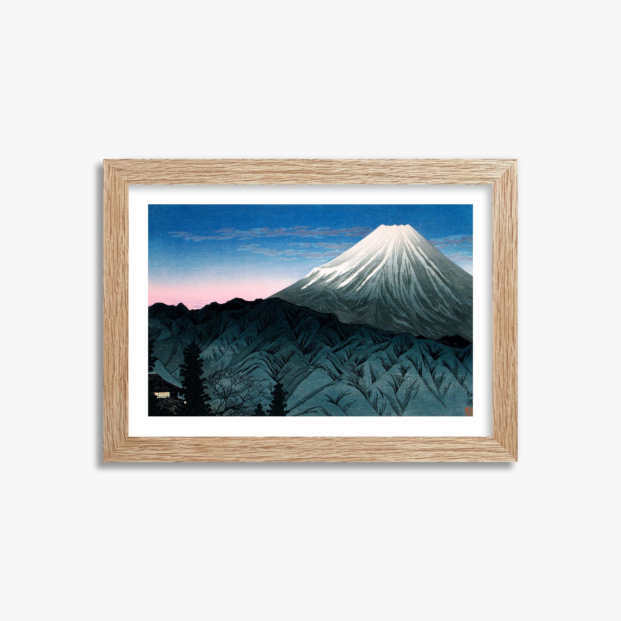 Takahashi Hiroaki (Shōtei): Mount Fuji From Hakone, 21x30cm Framed Art Reproduction With Raw Oak Frame