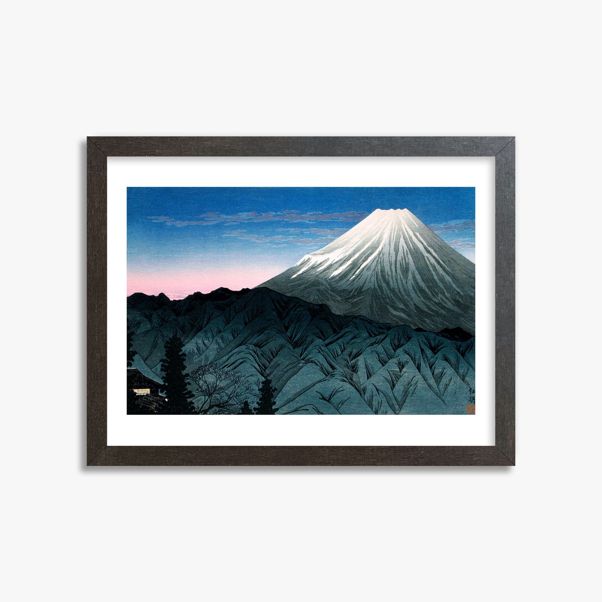 Takahashi Hiroaki (Shōtei): Mount Fuji From Hakone, 30x40cm Framed Art Reproduction With Espresso Frame
