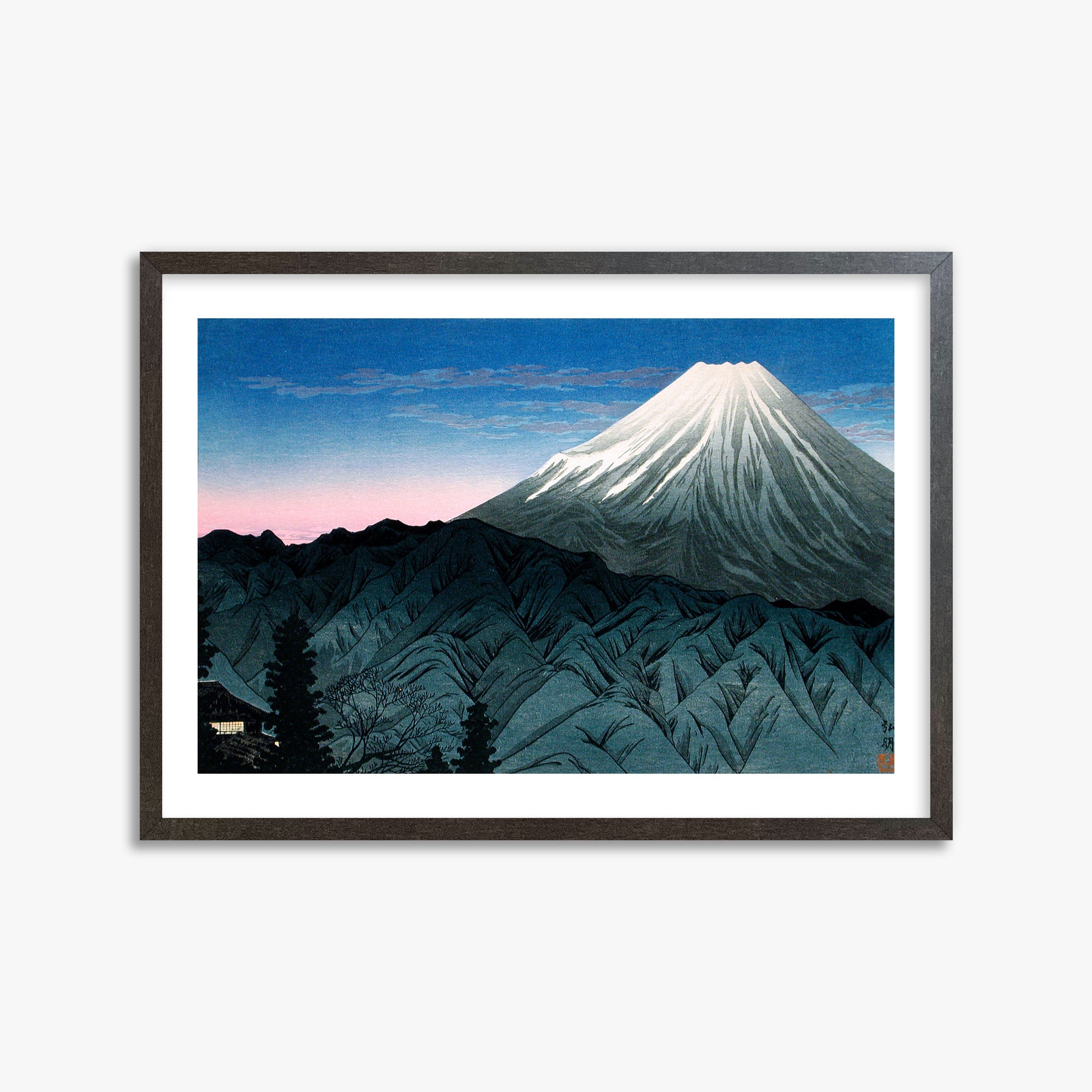 Takahashi Hiroaki (Shōtei): Mount Fuji From Hakone, 50x70cm Framed Art Reproduction With Espresso Frame