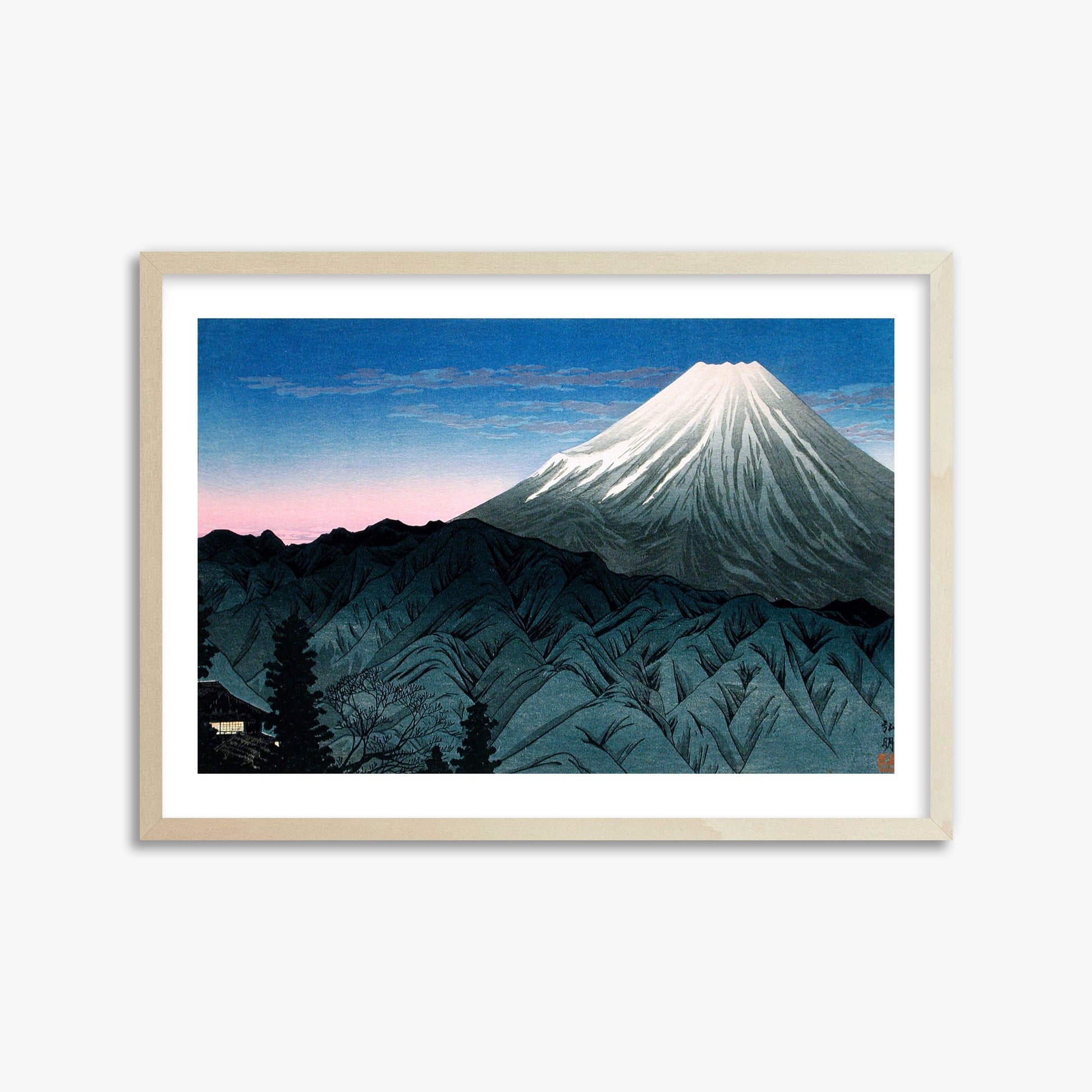 Takahashi Hiroaki (Shōtei): Mount Fuji From Hakone, 50x70cm Framed Art Reproduction With Lime Wood Frame