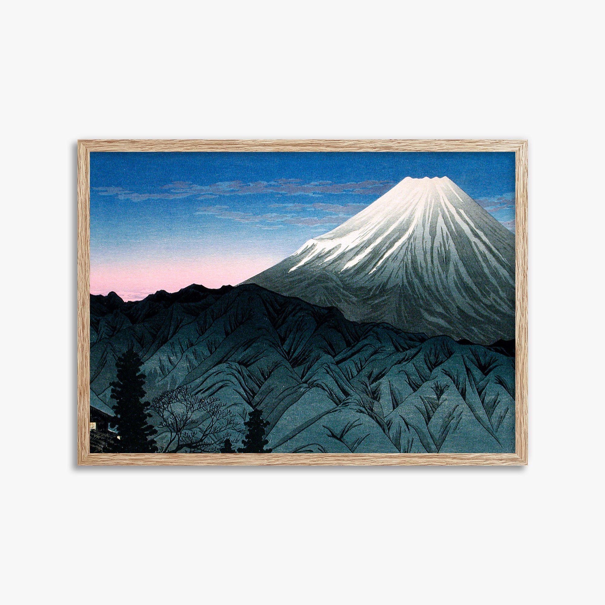 Takahashi Hiroaki (Shōtei): Mount Fuji From Hakone, 50x70cm Framed Art Reproduction With Raw Oak Frame