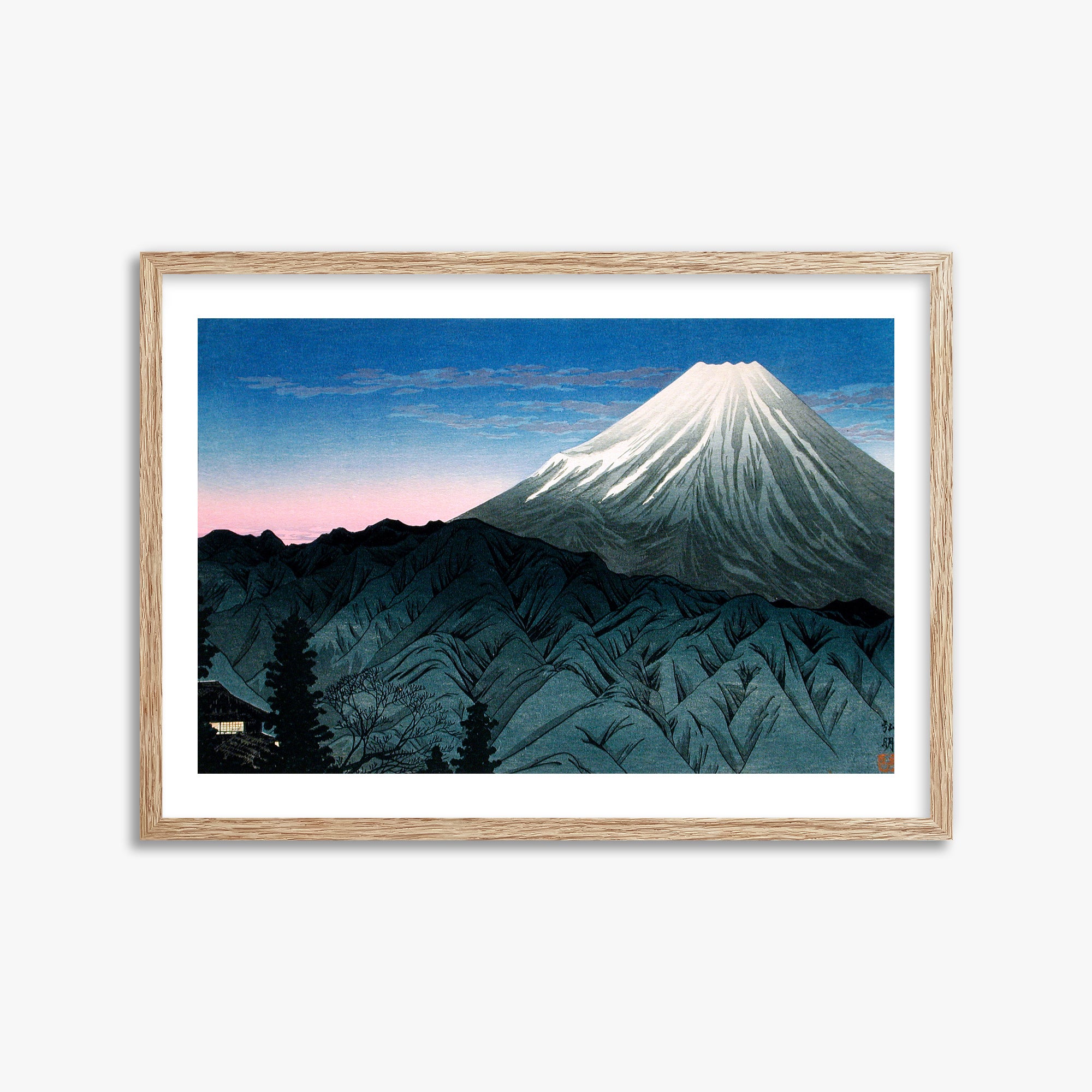 Takahashi Hiroaki (Shōtei): Mount Fuji From Hakone, 50x70cm Framed Art Reproduction With Raw Oak Frame