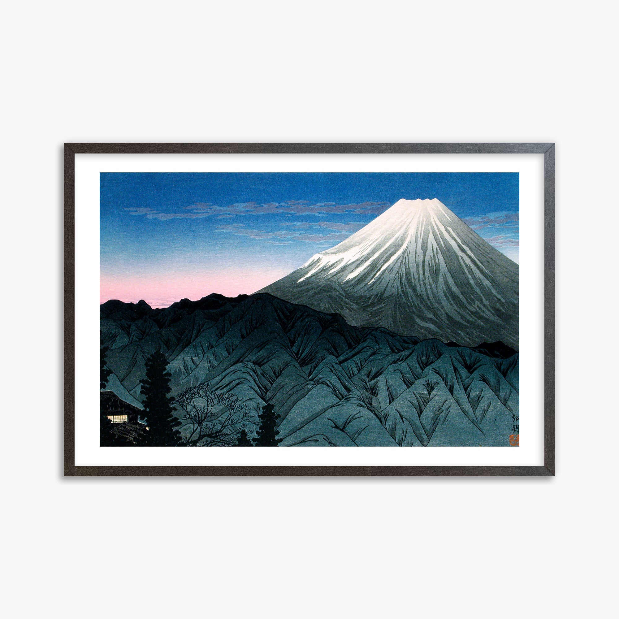 Takahashi Hiroaki (Shōtei): Mount Fuji From Hakone, 61x91cm Framed Art Reproduction With Espresso Frame