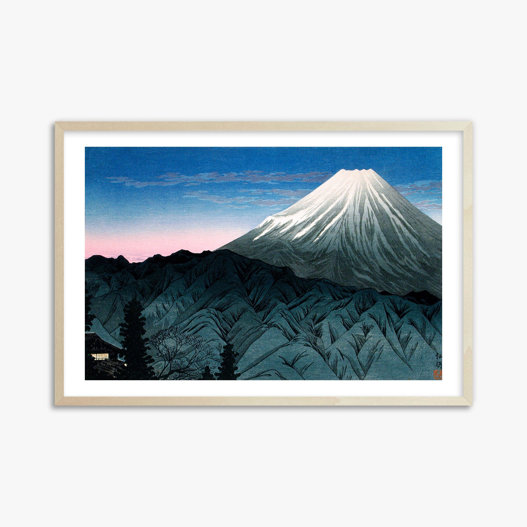 Takahashi Hiroaki (Shōtei): Mount Fuji From Hakone, 61x91cm Framed Art Reproduction With Lime Wood Frame