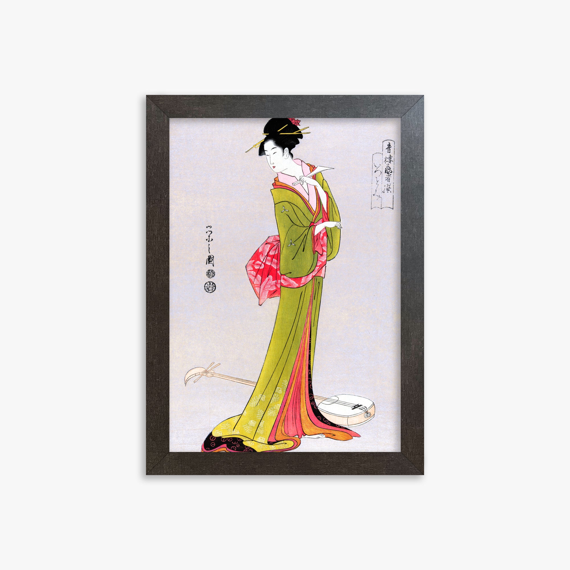 Eishi Hosoda: Itsutomi, 21x30cm Framed Art Reproduction With Espresso Frame