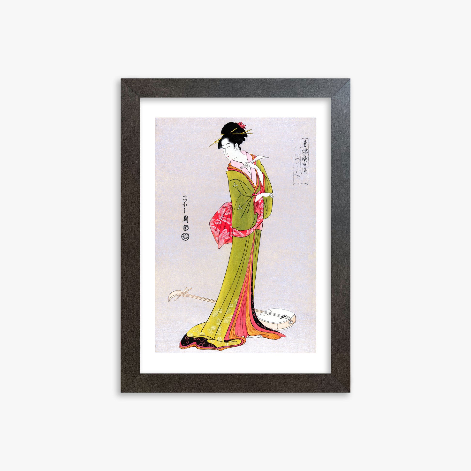 Eishi Hosoda: Itsutomi, 21x30cm Framed Art Reproduction With Espresso Frame