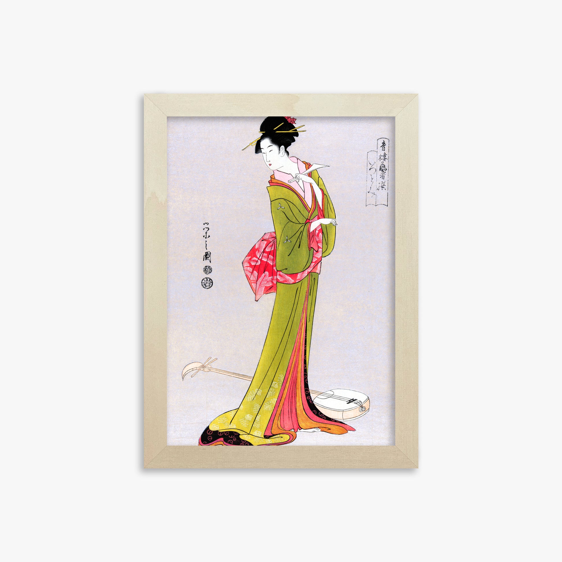 Eishi Hosoda: Itsutomi, 21x30cm Framed Art Reproduction With Lime Wood Frame