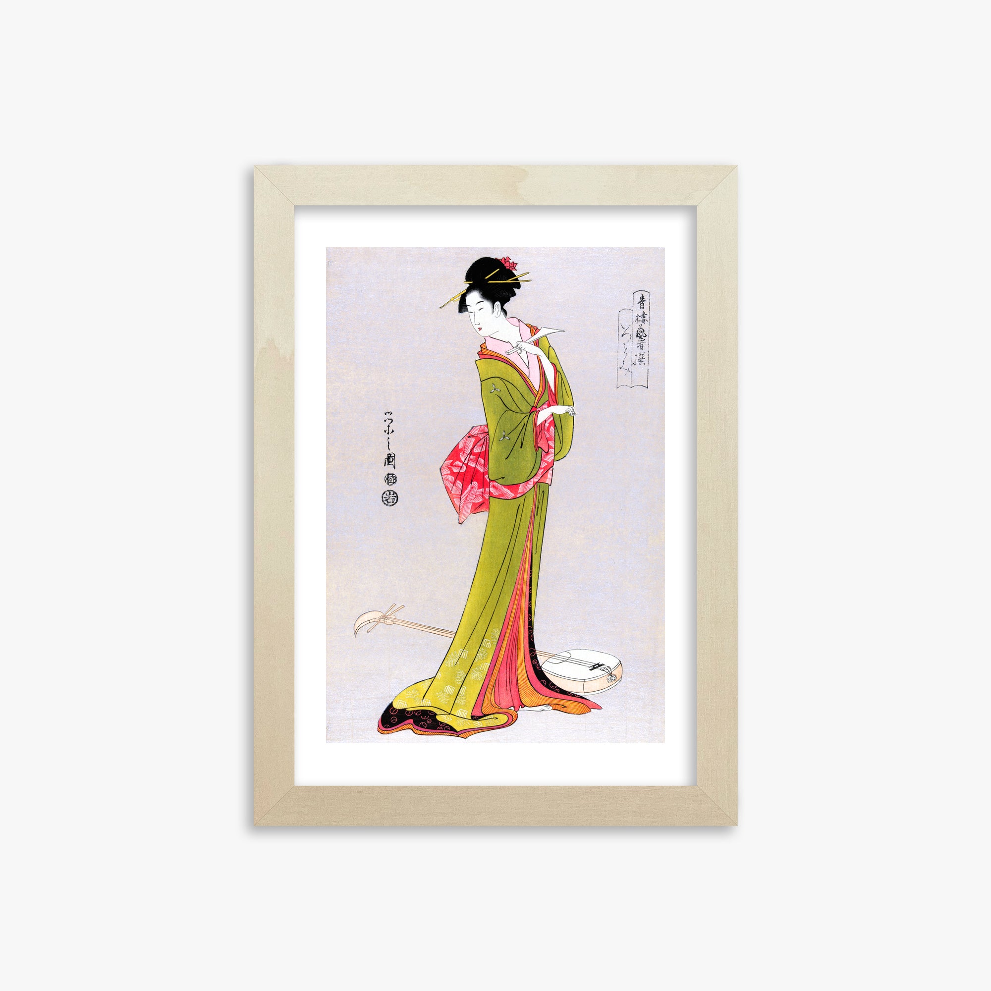 Eishi Hosoda: Itsutomi, 21x30cm Framed Art Reproduction With Lime Wood Frame