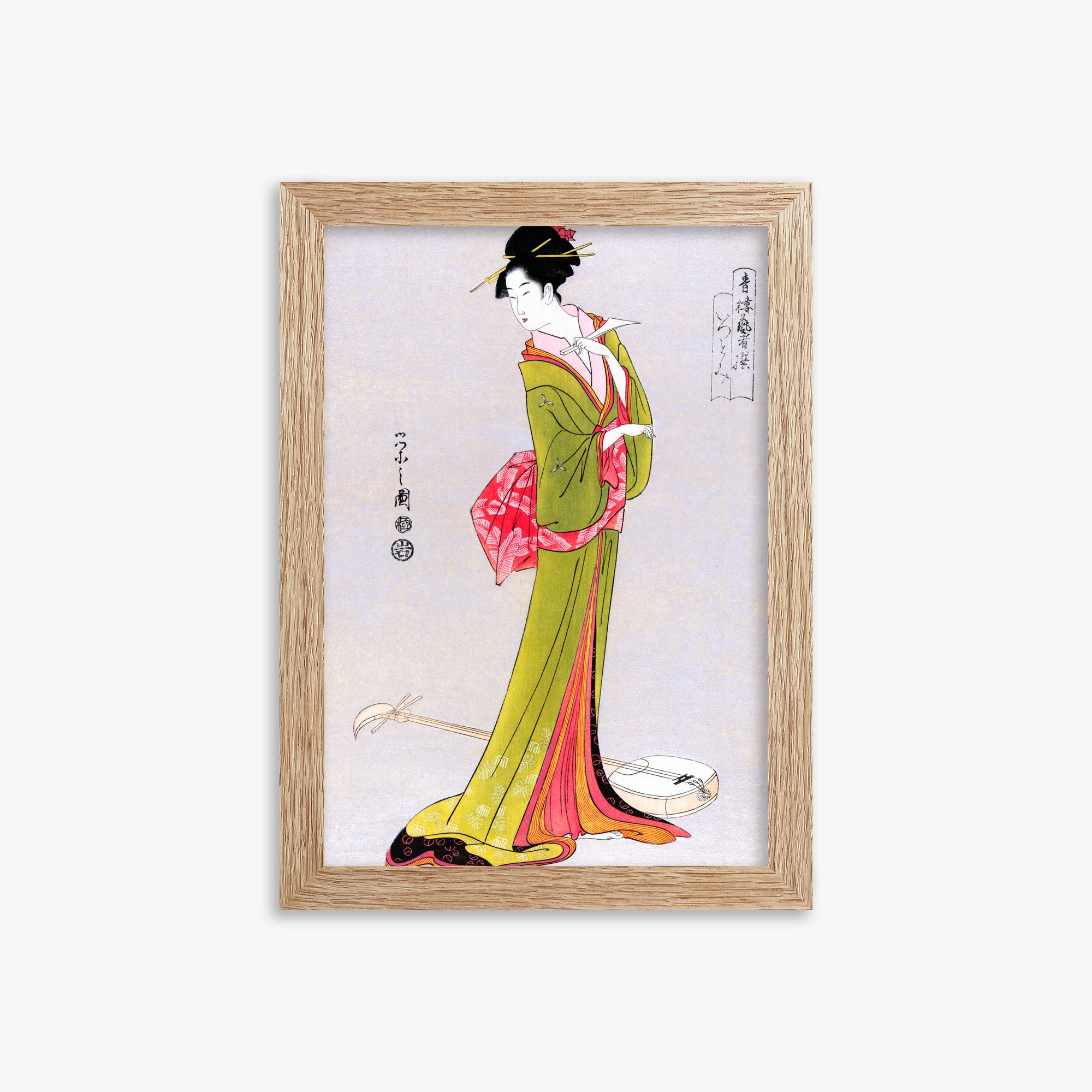 Eishi Hosoda: Itsutomi, 21x30cm Framed Art Reproduction With Raw Oak Frame