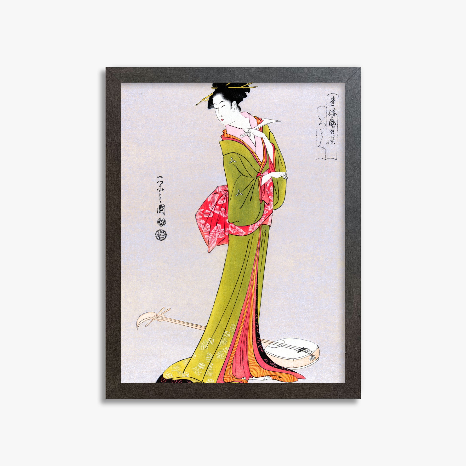 Eishi Hosoda: Itsutomi, 30x40cm Framed Art Reproduction With Espresso Frame