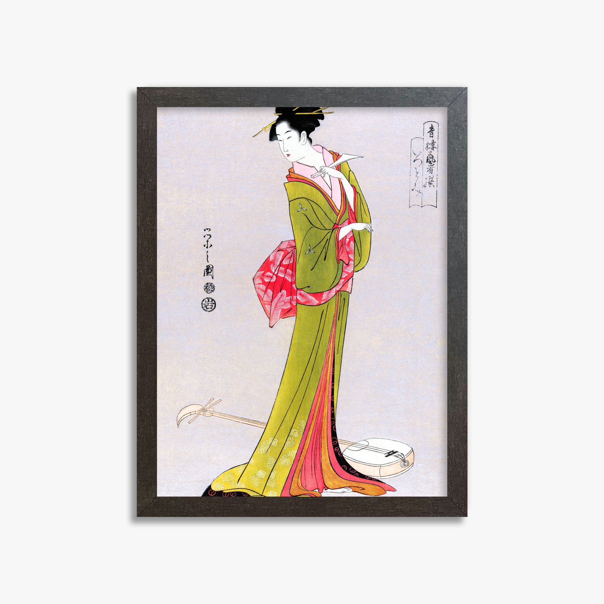 Eishi Hosoda: Itsutomi, 30x40cm Framed Art Reproduction With Espresso Frame
