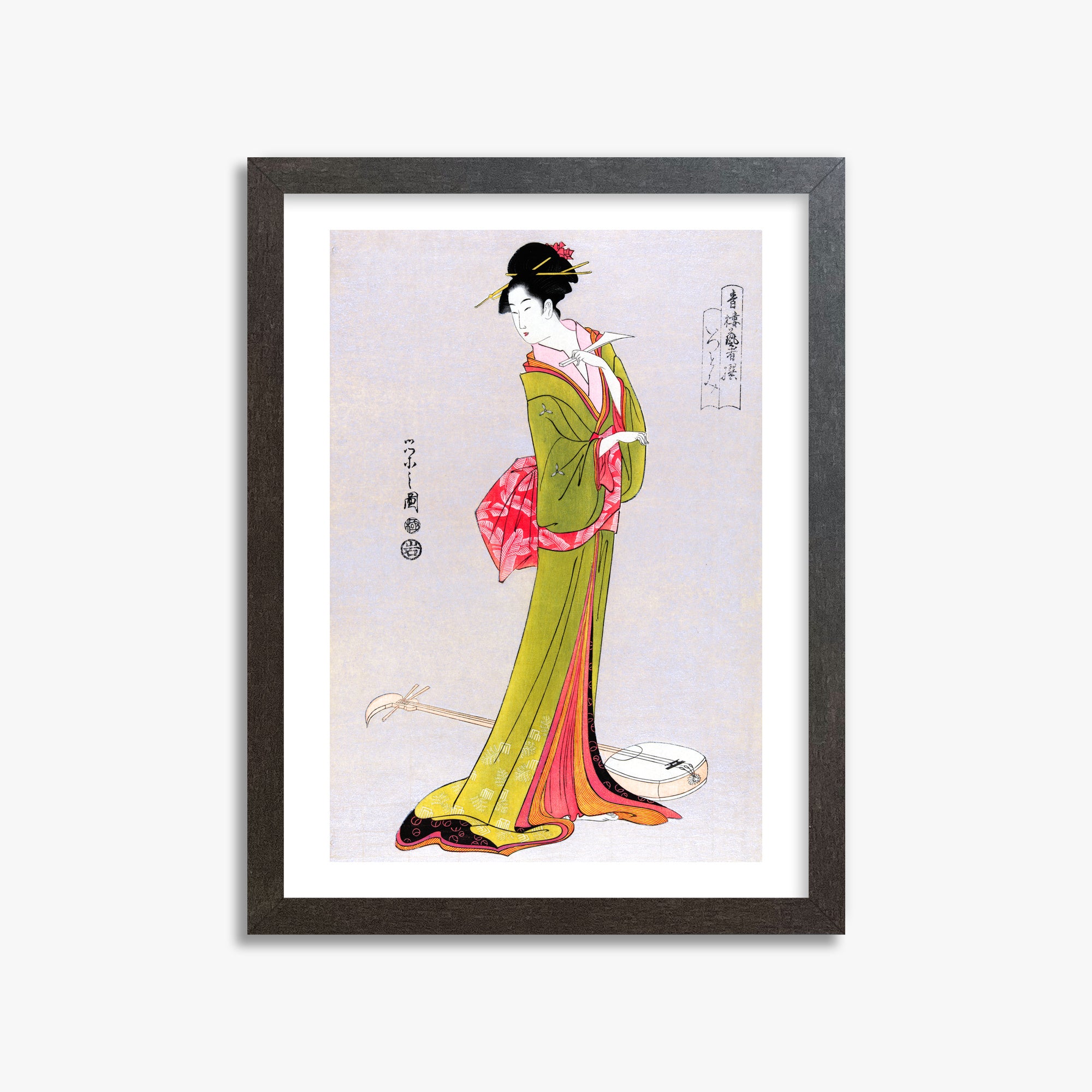 Eishi Hosoda: Itsutomi, 30x40cm Framed Art Reproduction With Espresso Frame