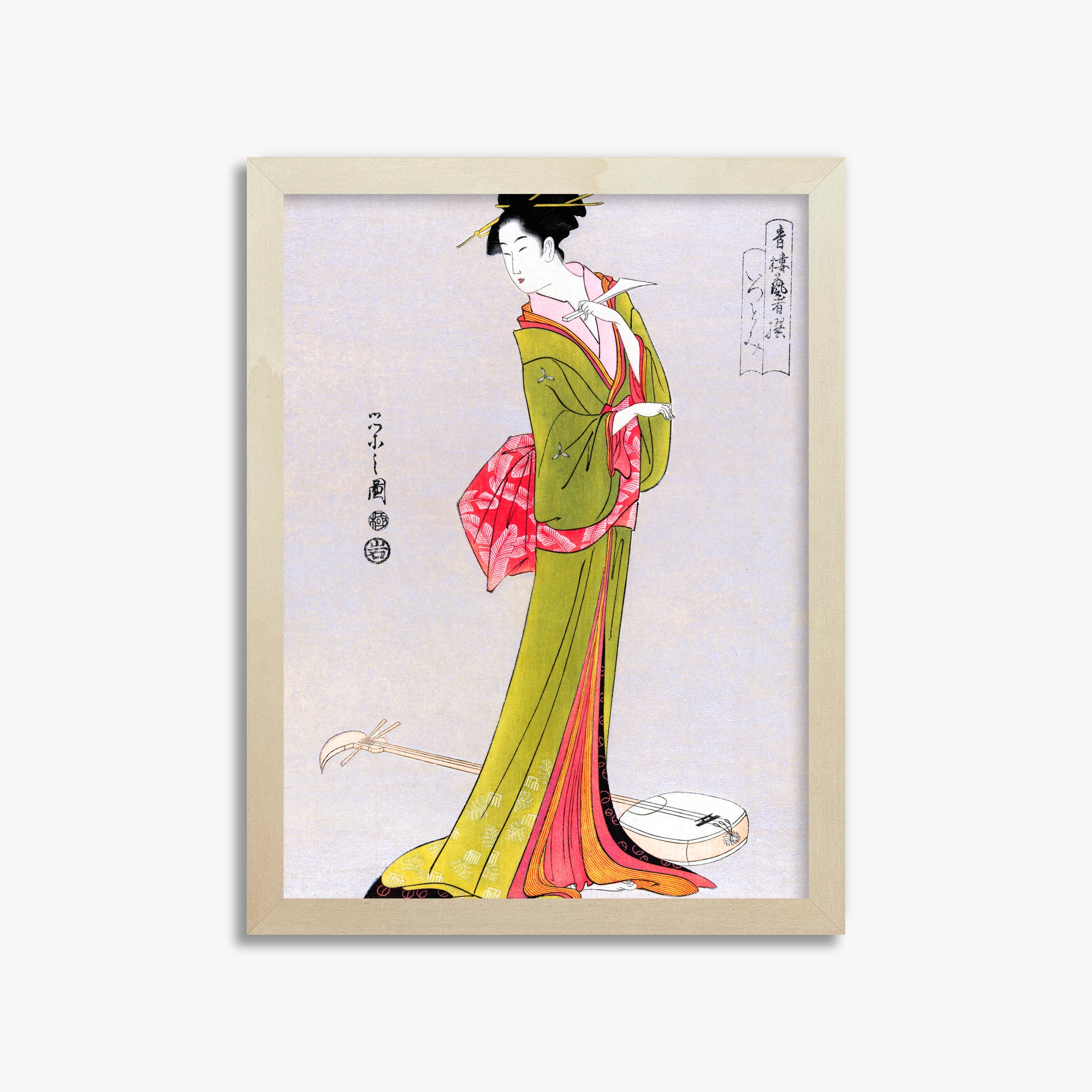Eishi Hosoda: Itsutomi, 30x40cm Framed Art Reproduction With Lime Wood Frame