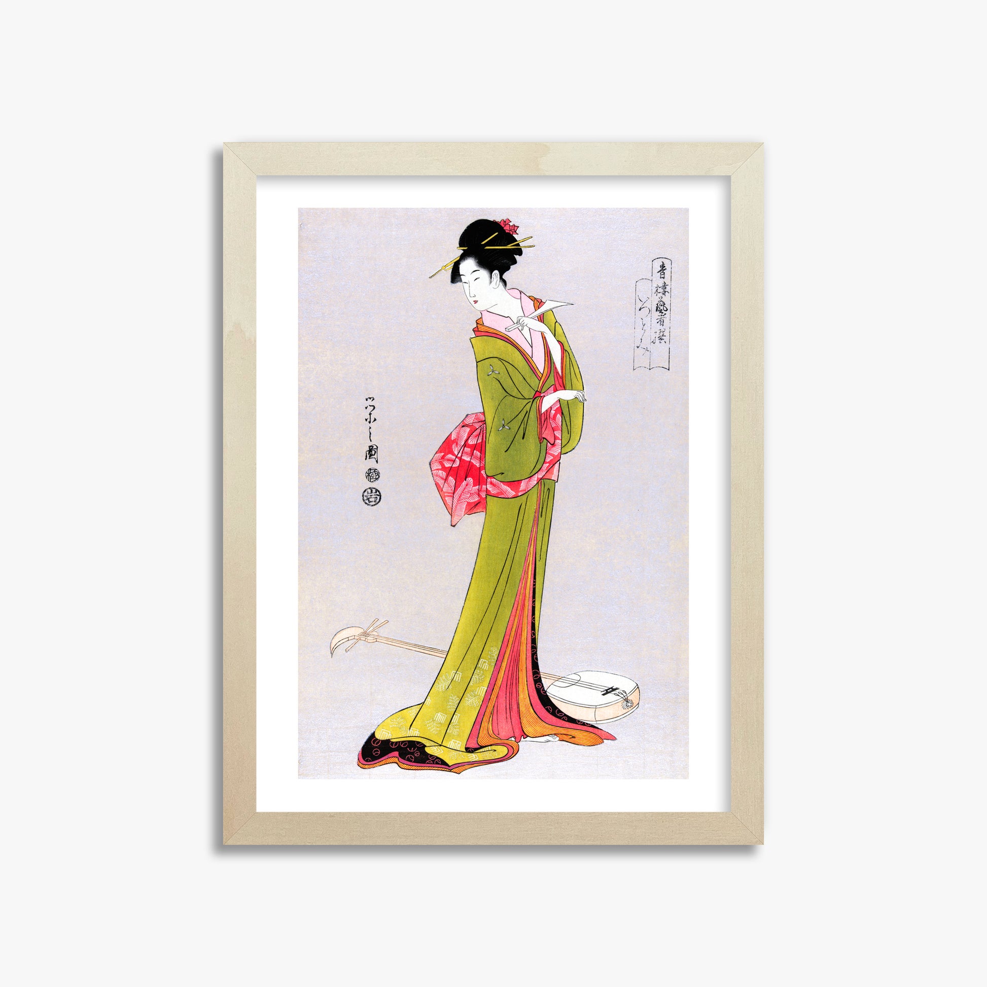 Eishi Hosoda: Itsutomi, 30x40cm Framed Art Reproduction With Lime Wood Frame
