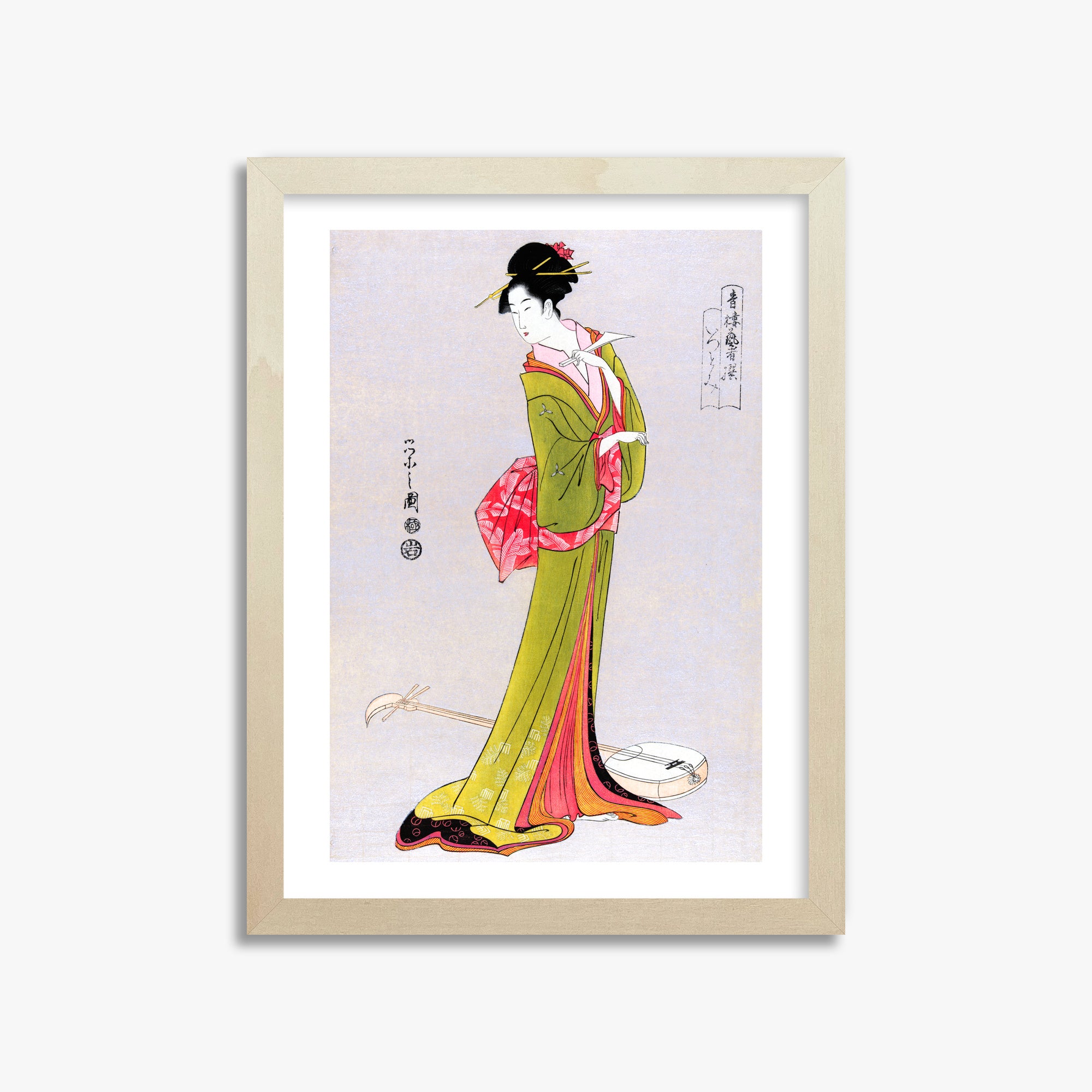 Eishi Hosoda: Itsutomi, 30x40cm Framed Art Reproduction With Lime Wood Frame