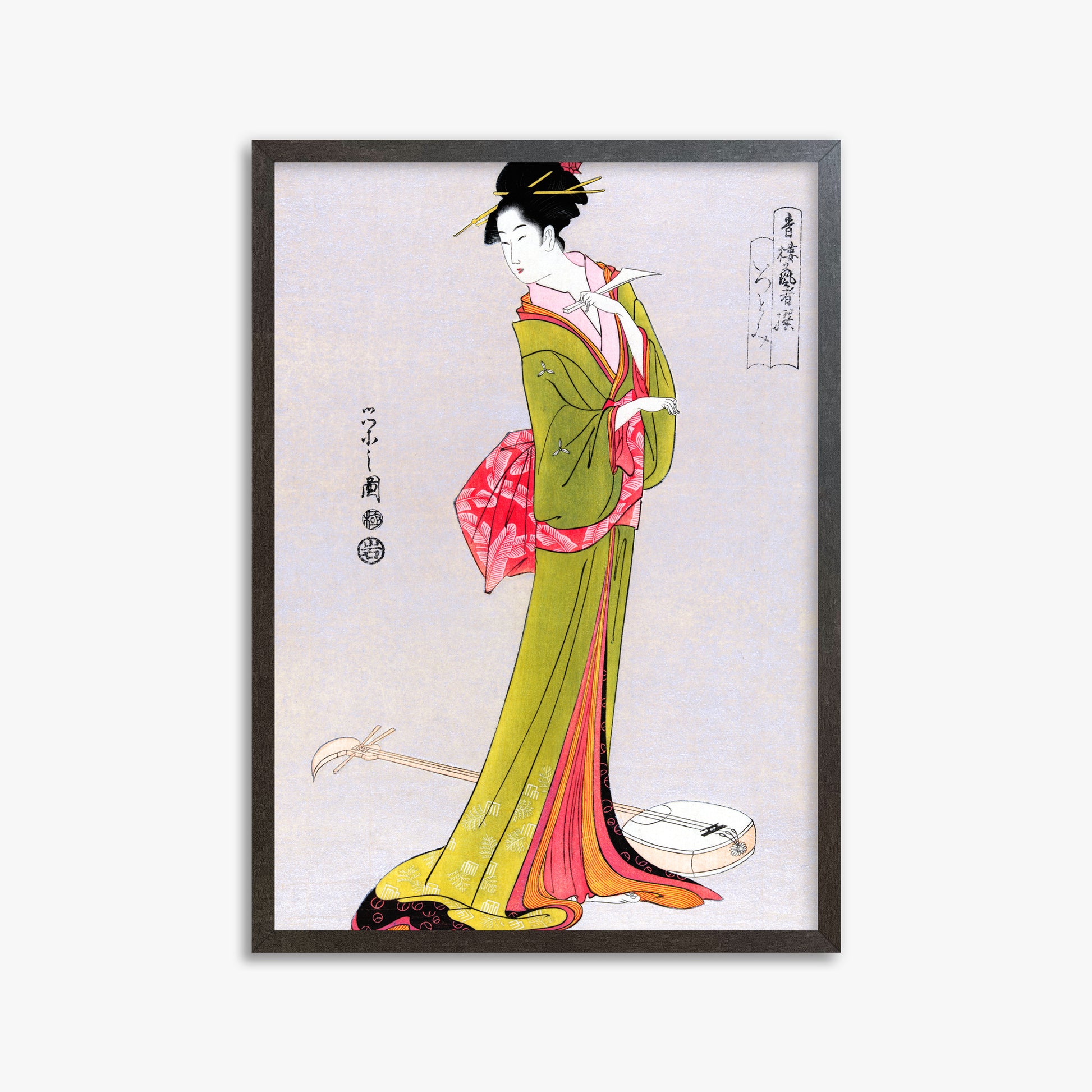 Eishi Hosoda: Itsutomi, 50x70cm Framed Art Reproduction With Espresso Frame