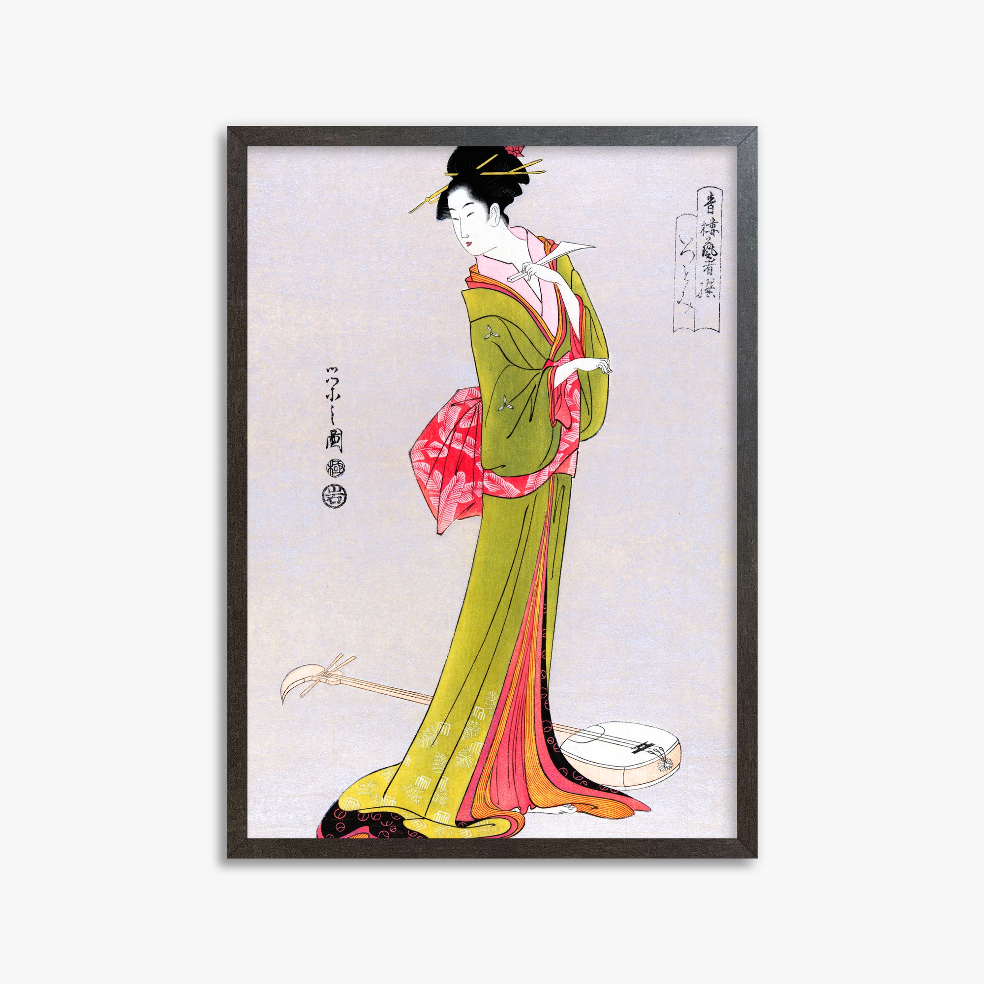 Eishi Hosoda: Itsutomi, 50x70cm Framed Art Reproduction With Espresso Frame