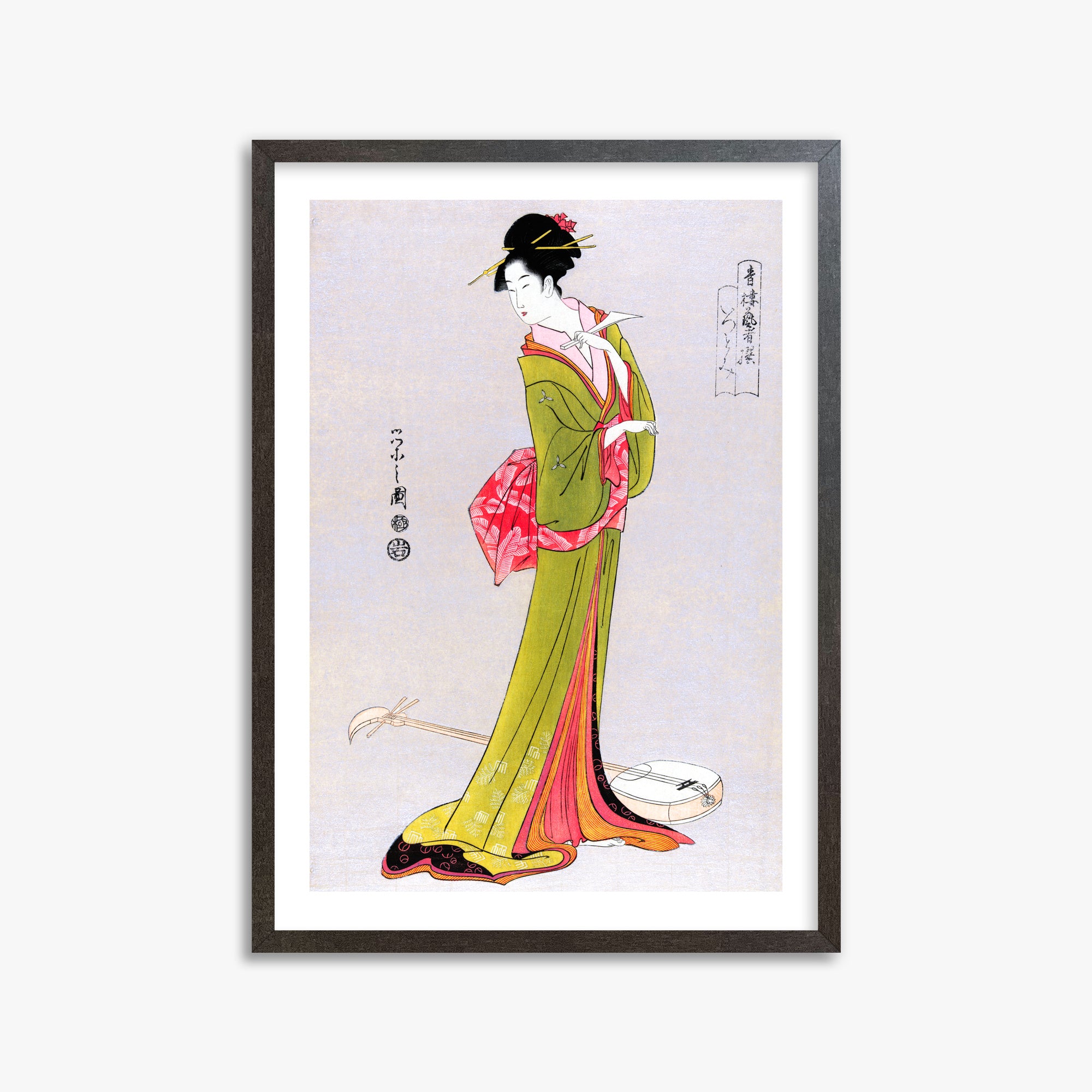 Eishi Hosoda: Itsutomi, 50x70cm Framed Art Reproduction With Espresso Frame