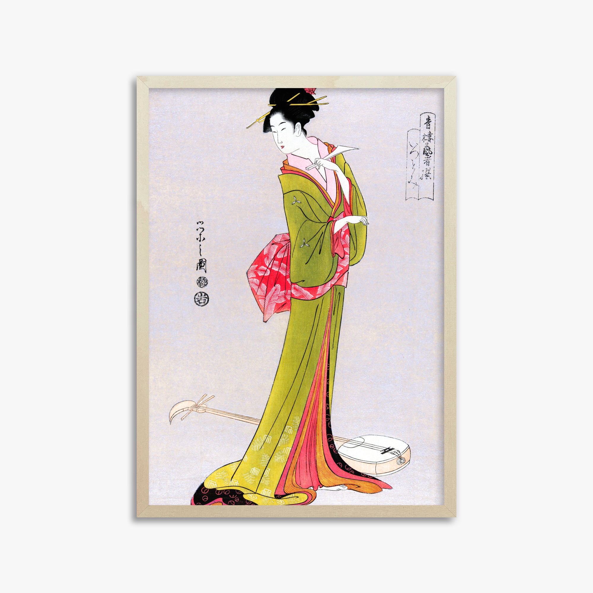Eishi Hosoda: Itsutomi, 50x70cm Framed Art Reproduction With Lime Wood Frame