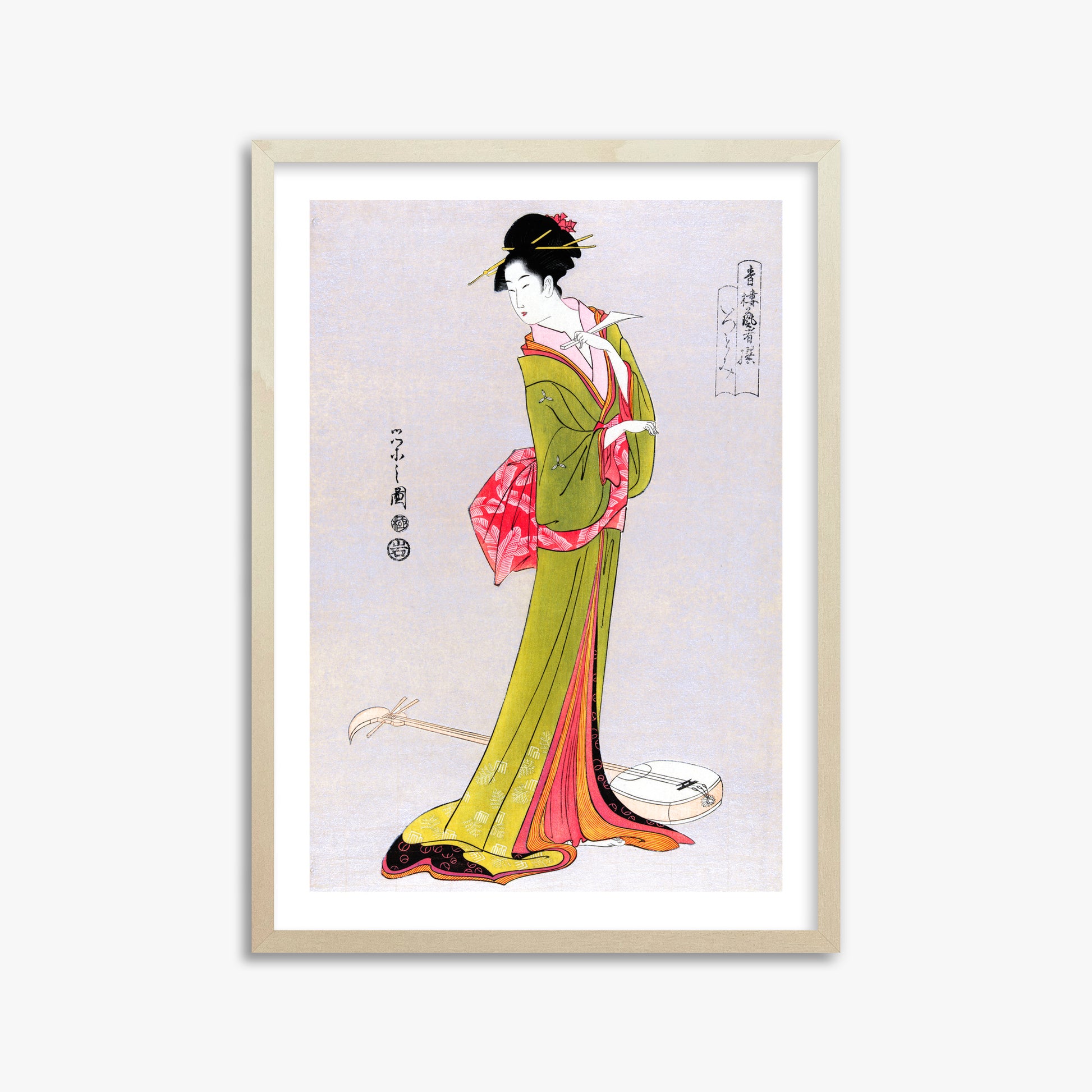 Eishi Hosoda: Itsutomi, 50x70cm Framed Art Reproduction With Lime Wood Frame
