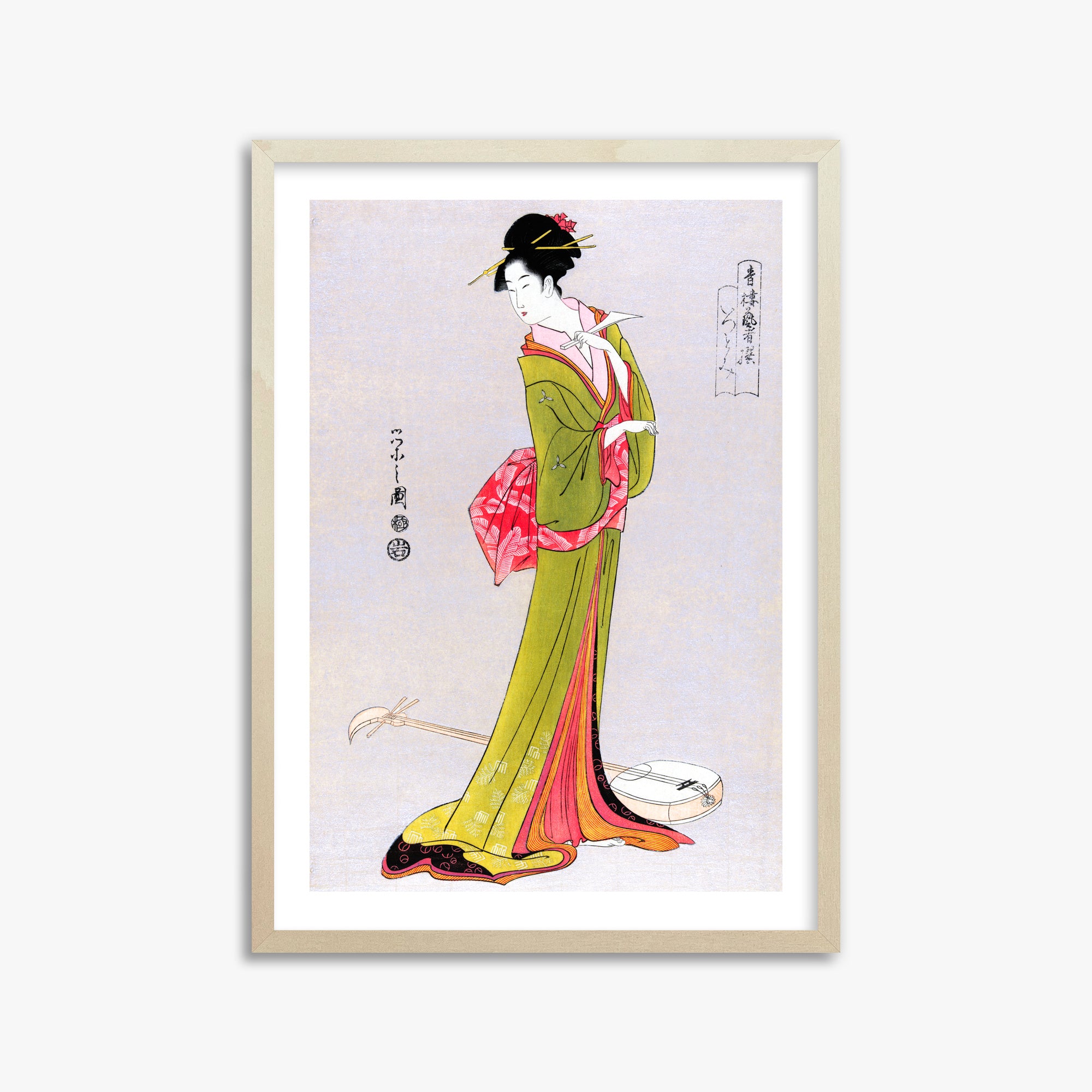 Eishi Hosoda: Itsutomi, 50x70cm Framed Art Reproduction With Lime Wood Frame