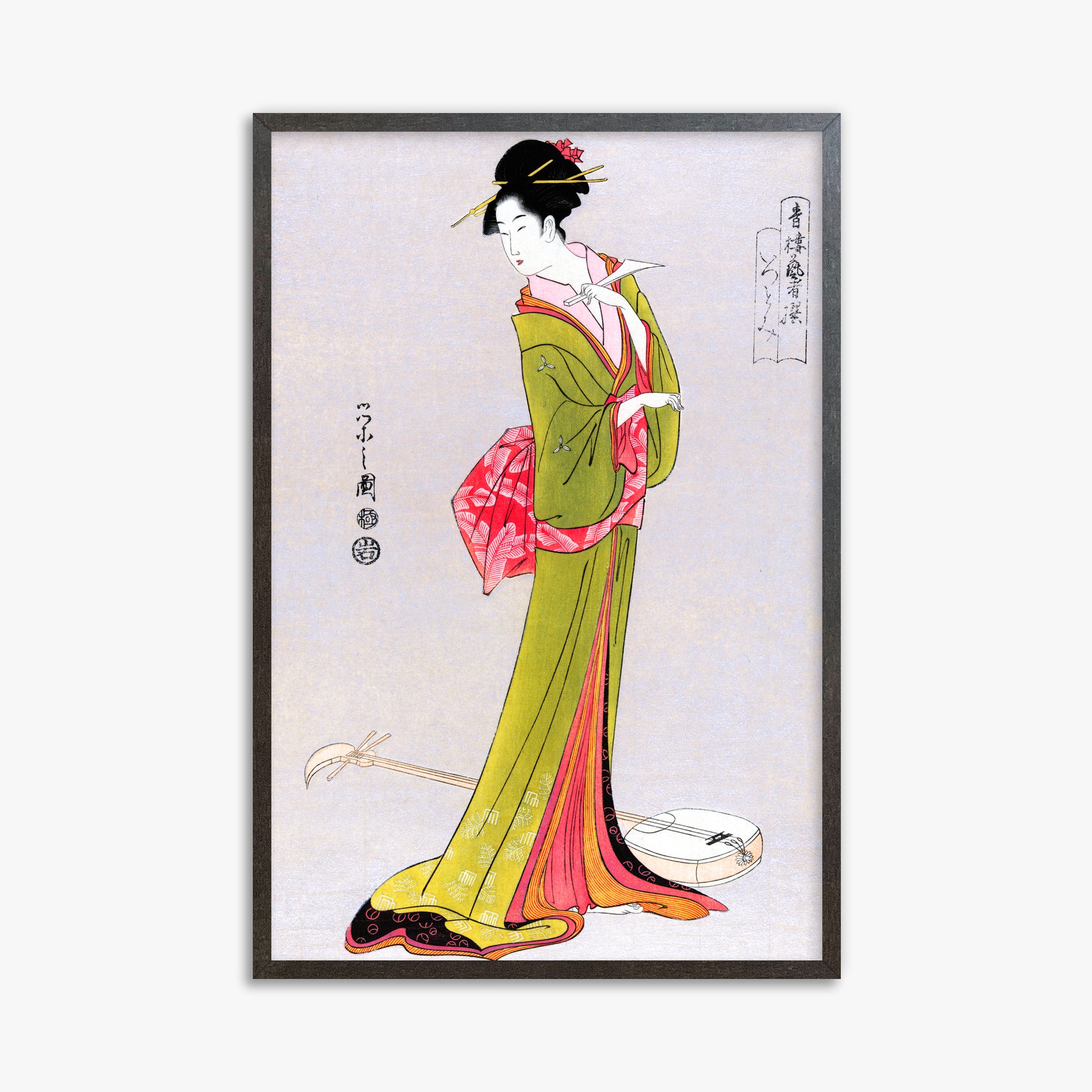Eishi Hosoda: Itsutomi, 61x91cm Framed Art Reproduction With Espresso Frame