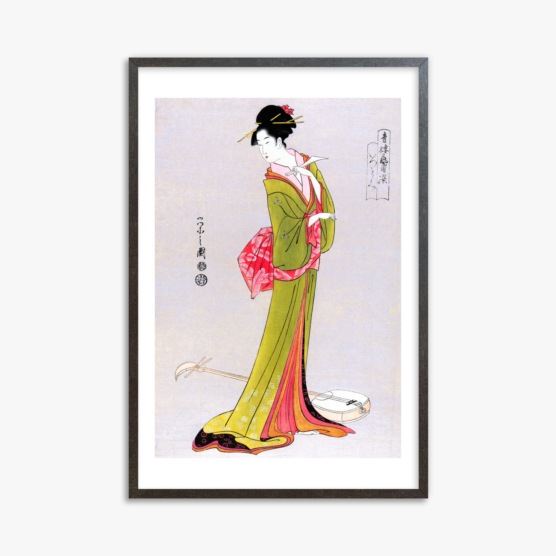 Eishi Hosoda: Itsutomi, 61x91cm Framed Art Reproduction With Espresso Frame