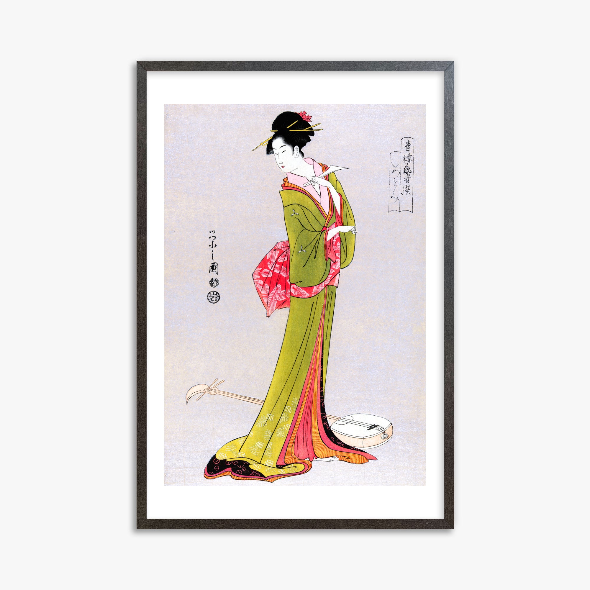 Eishi Hosoda: Itsutomi, 61x91cm Framed Art Reproduction With Espresso Frame