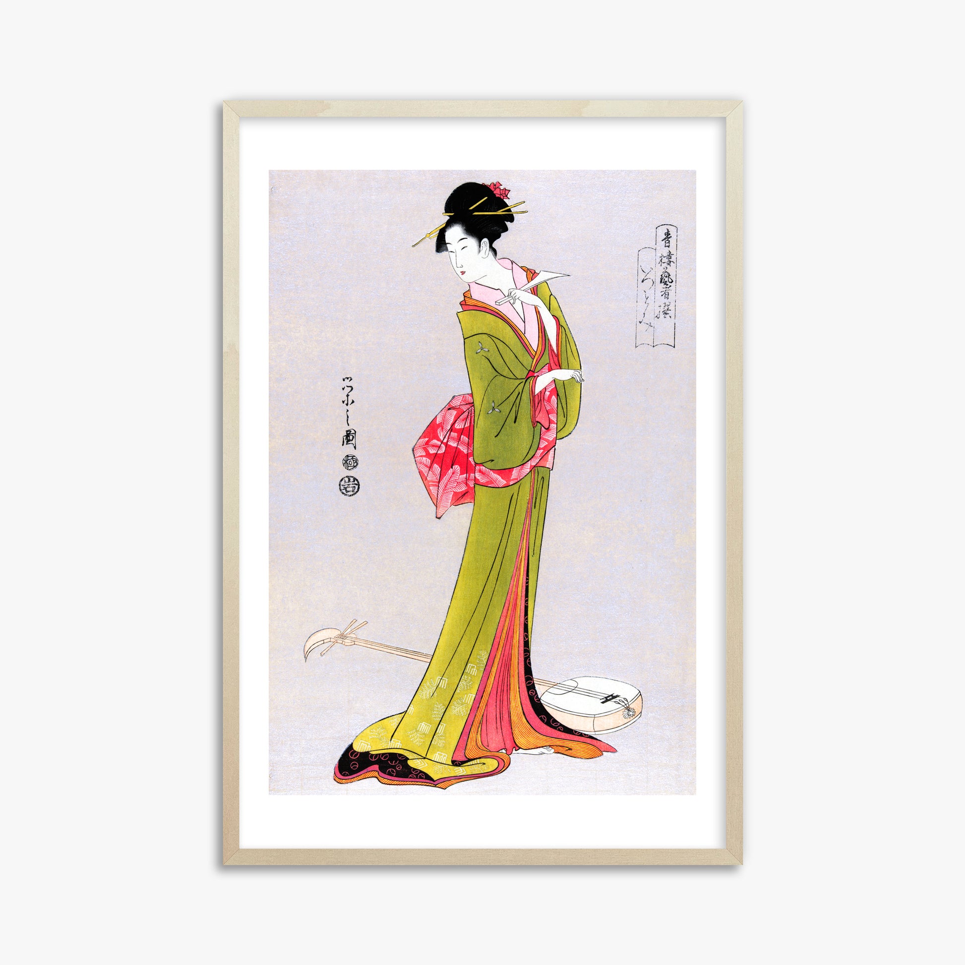 Eishi Hosoda: Itsutomi, 61x91cm Framed Art Reproduction With Lime Wood Frame