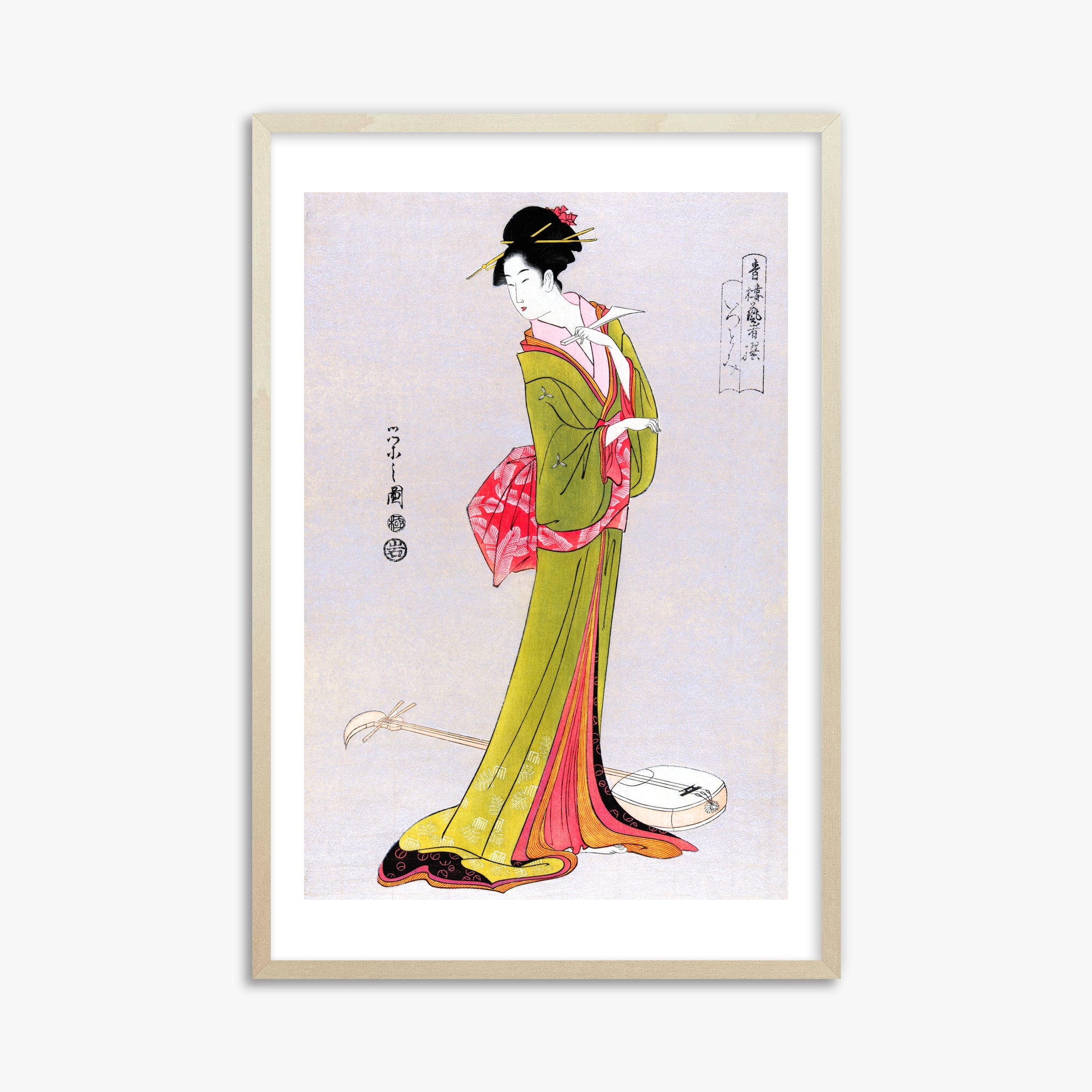 Eishi Hosoda: Itsutomi, 61x91cm Framed Art Reproduction With Lime Wood Frame