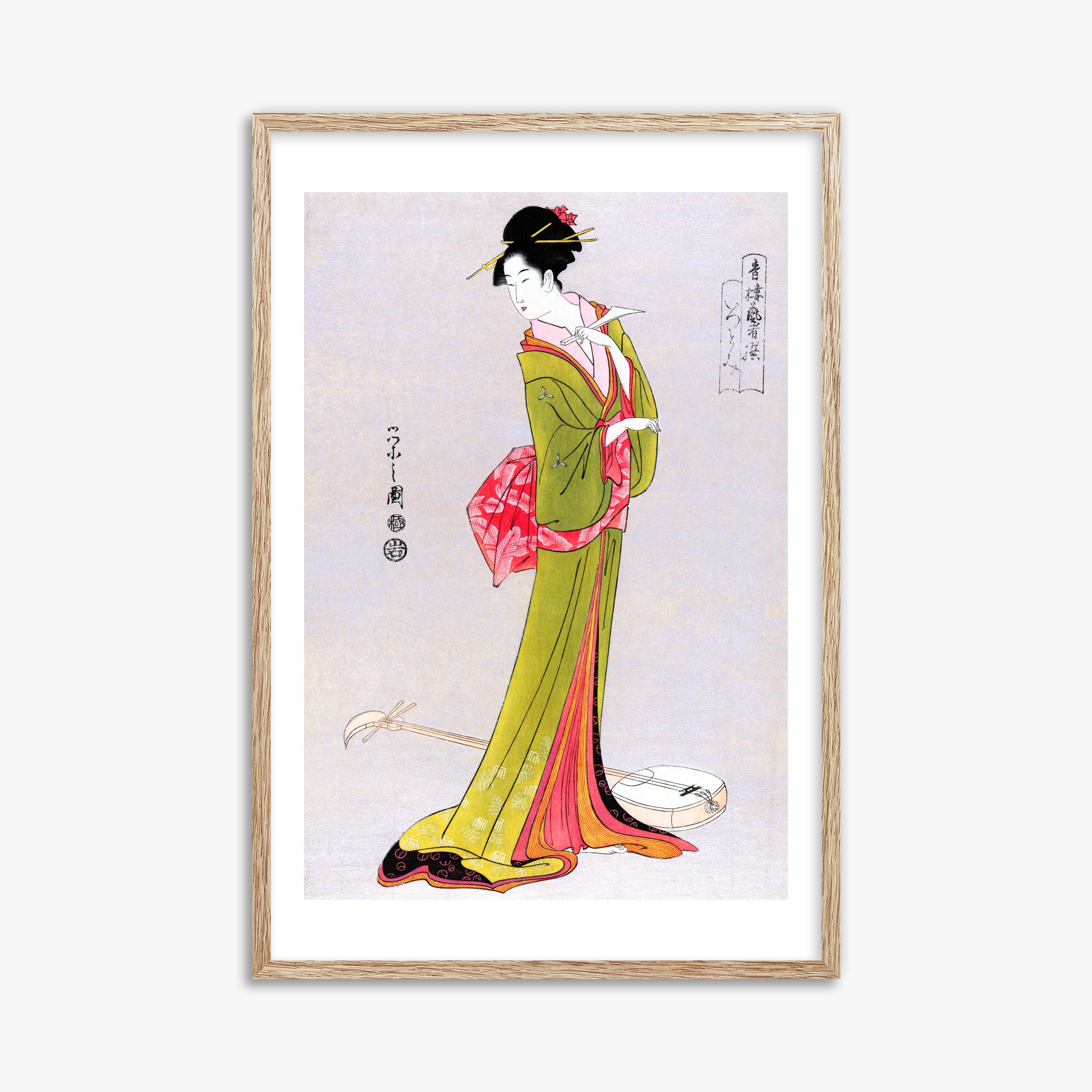 Eishi Hosoda: Itsutomi, 61x91cm Framed Art Reproduction With Raw Oak Frame