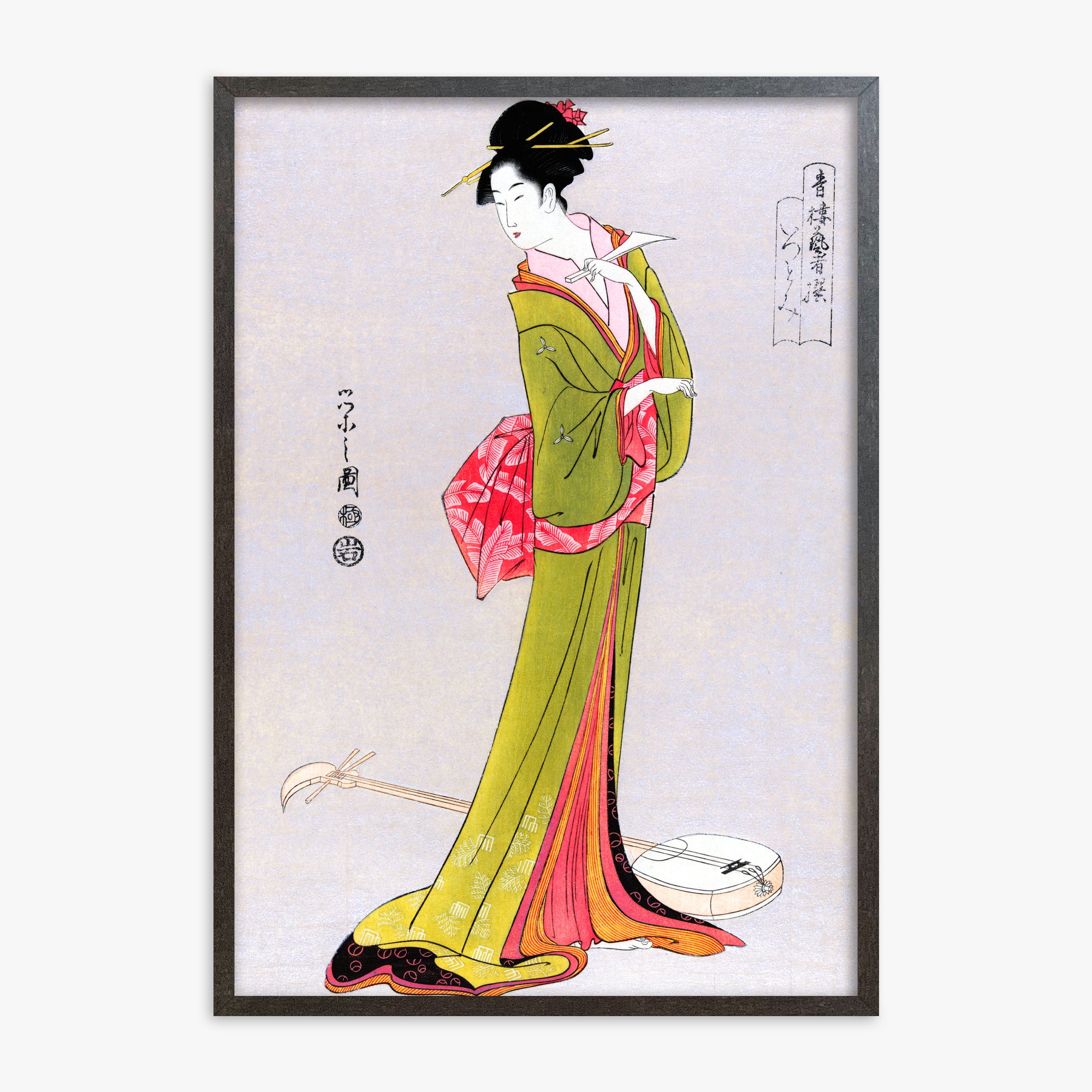 Eishi Hosoda: Itsutomi, 70x100cm Framed Art Reproduction With Espresso Frame