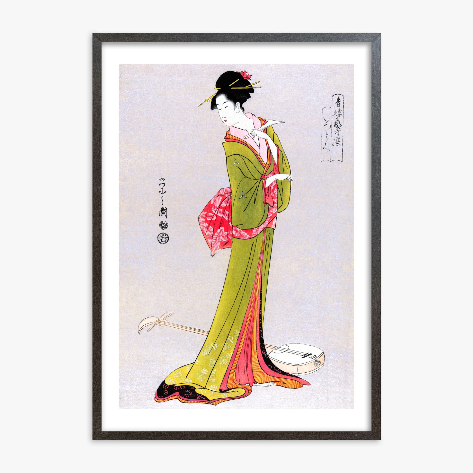 Eishi Hosoda: Itsutomi, 70x100cm Framed Art Reproduction With Espresso Frame