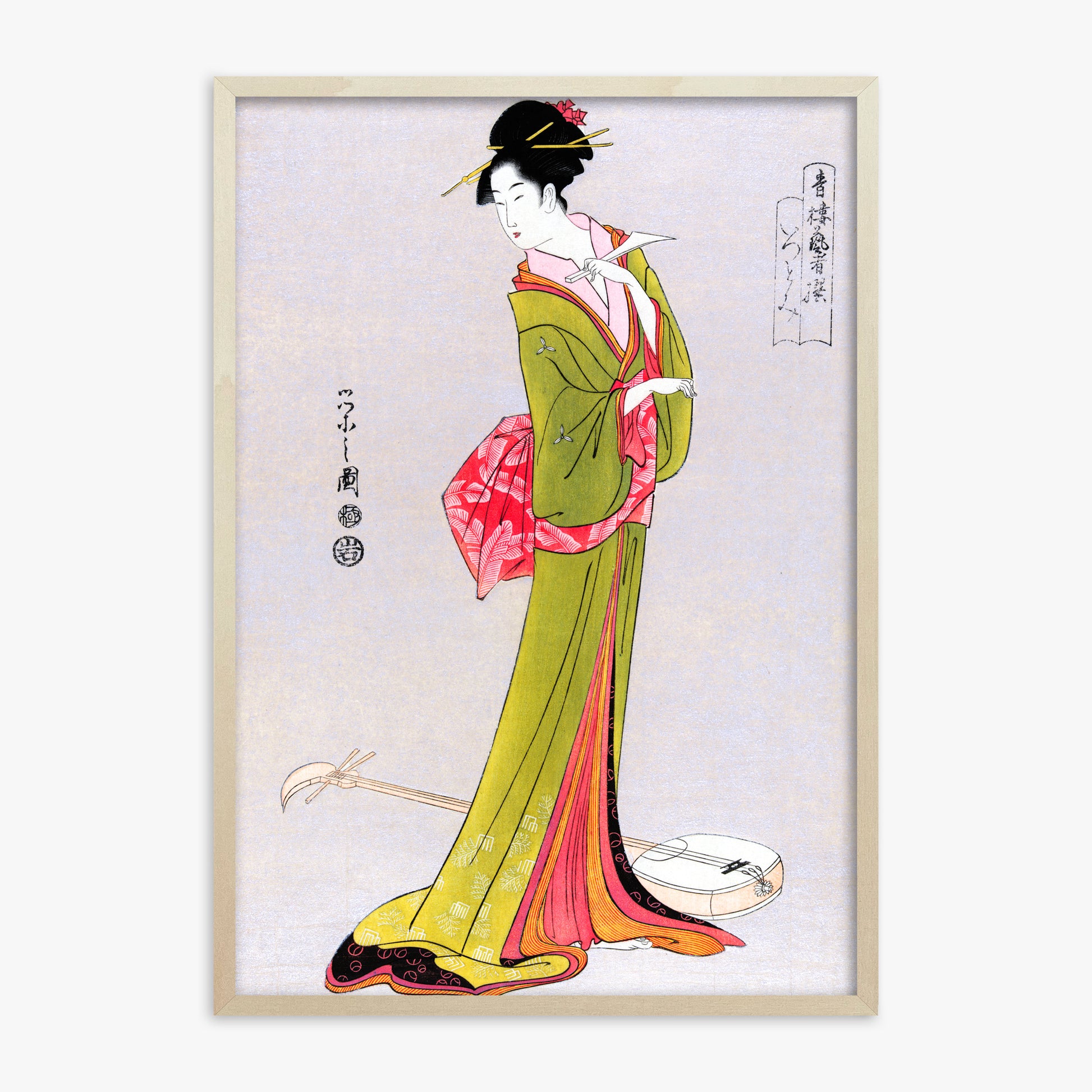 Eishi Hosoda: Itsutomi, 70x100cm Framed Art Reproduction With Lime Wood Frame