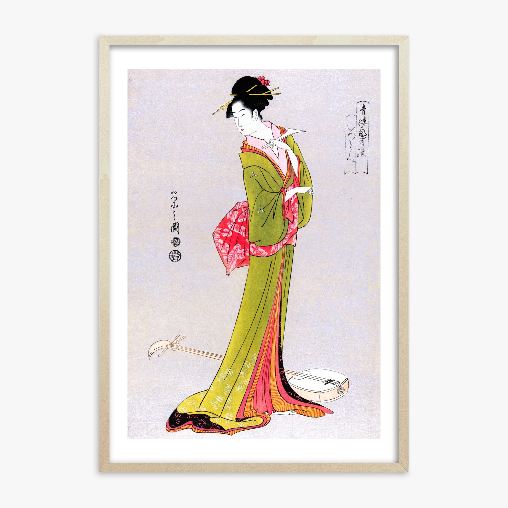 Eishi Hosoda: Itsutomi, 70x100cm Framed Art Reproduction With Lime Wood Frame