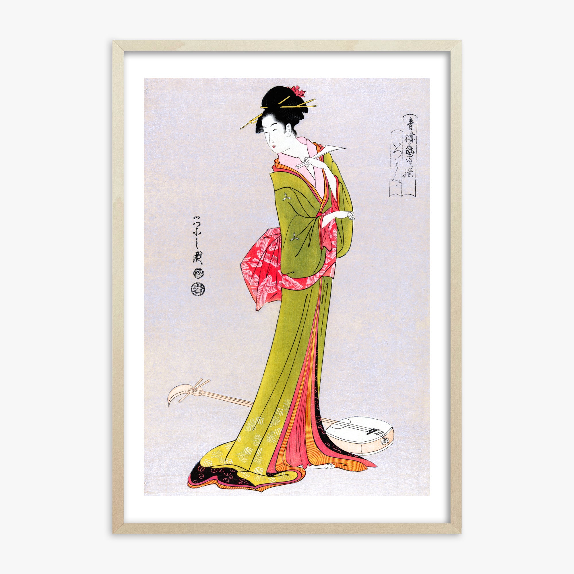 Eishi Hosoda: Itsutomi, 70x100cm Framed Art Reproduction With Lime Wood Frame