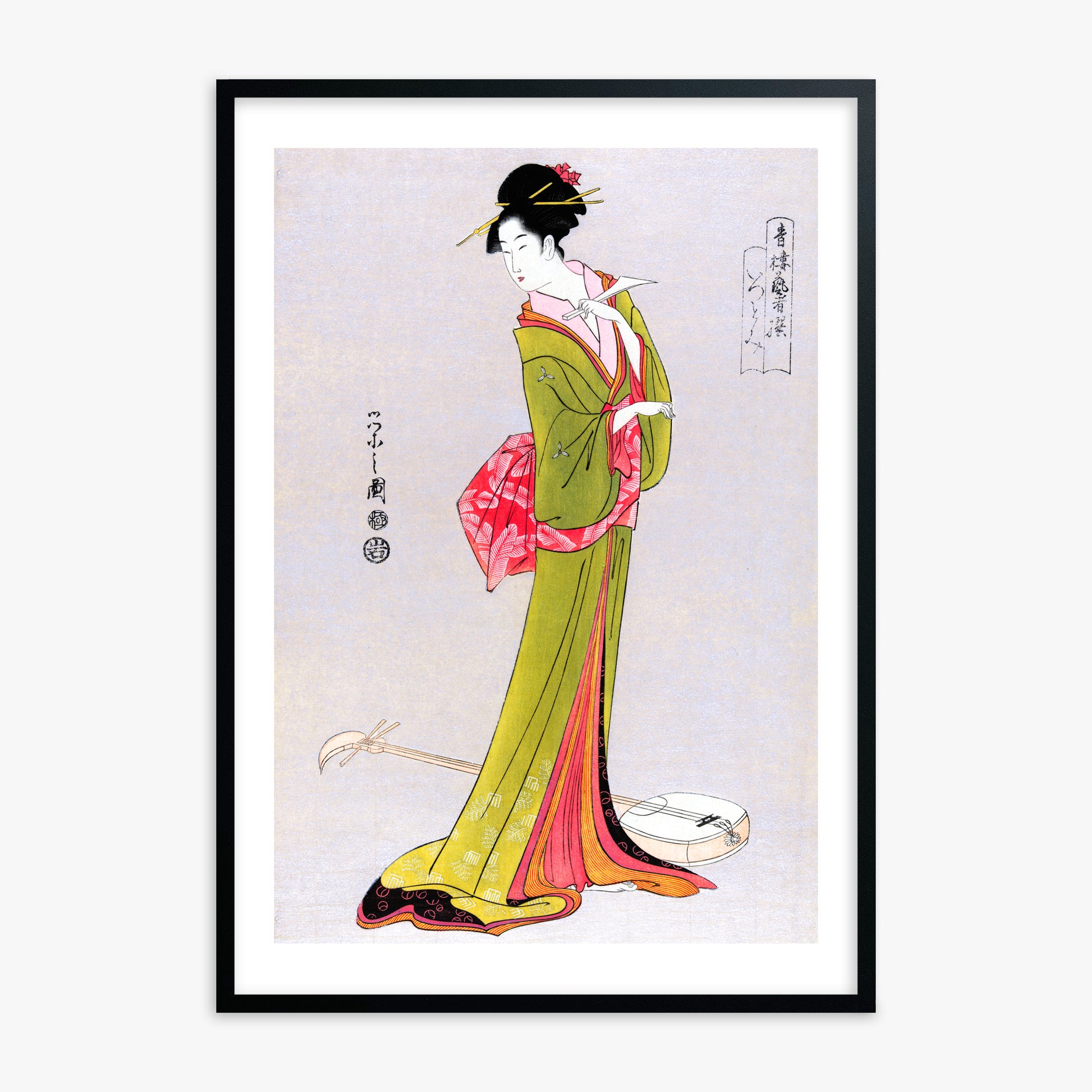 Eishi Hosoda: Itsutomi, Black Framed Art Reproduction With Black Frame