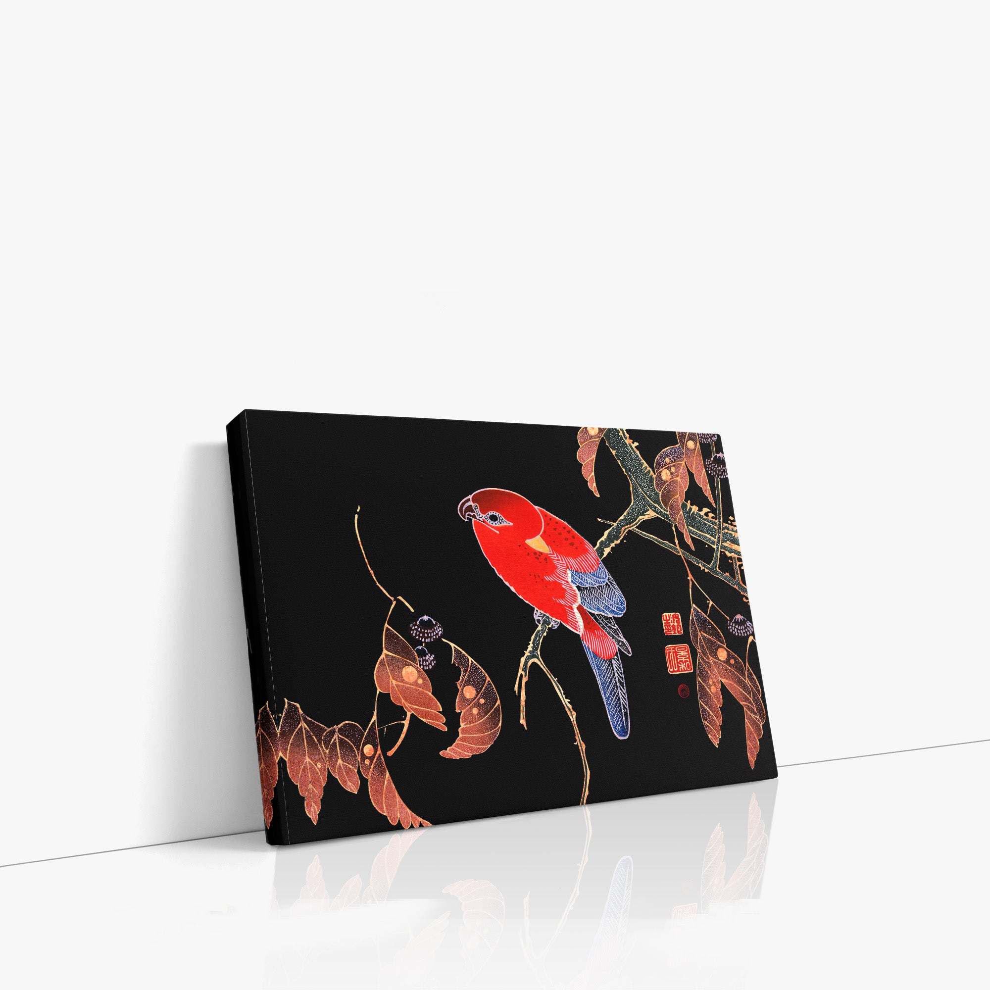 Red Parrot on the Branch of a Tree