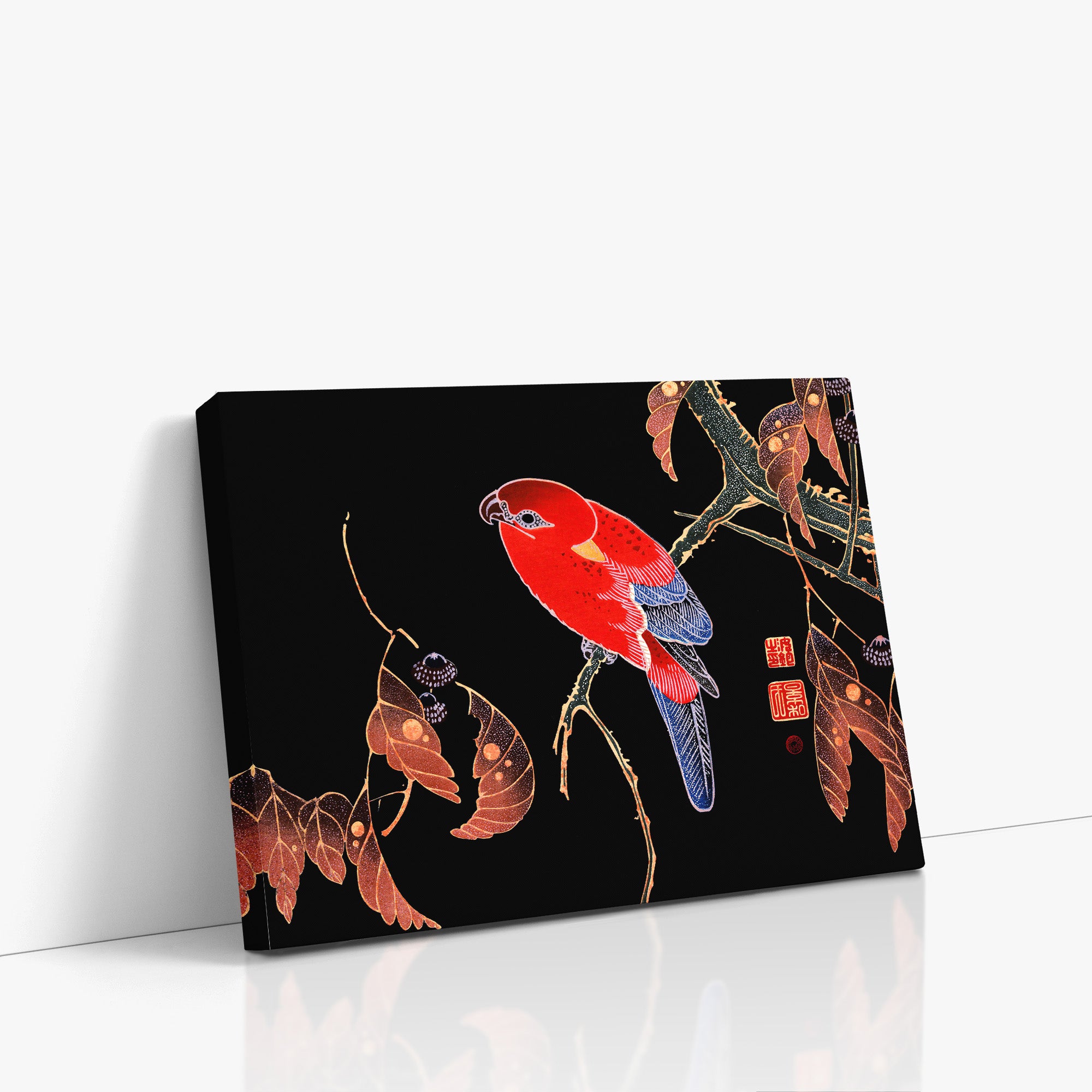Red Parrot on the Branch of a Tree
