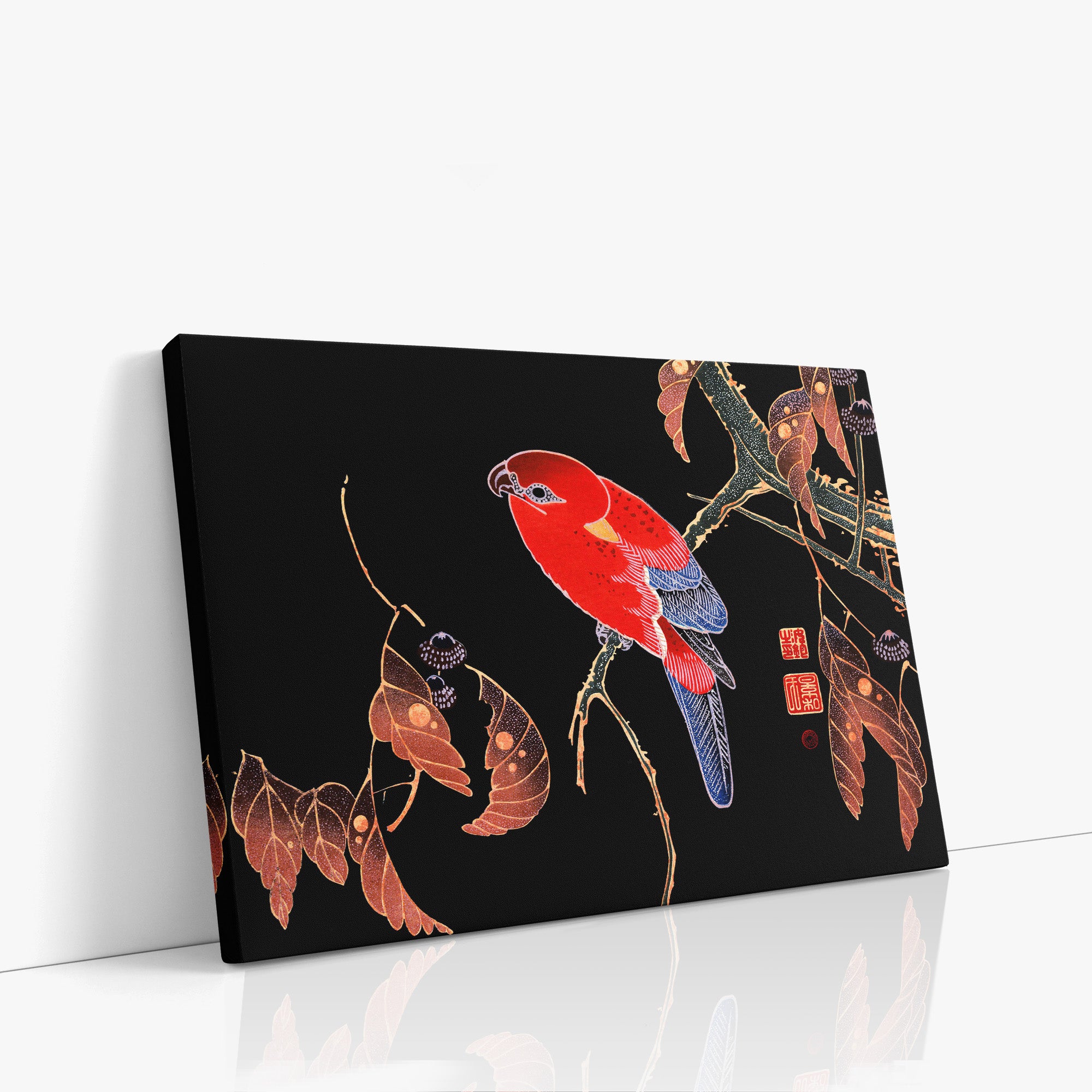 Red Parrot on the Branch of a Tree