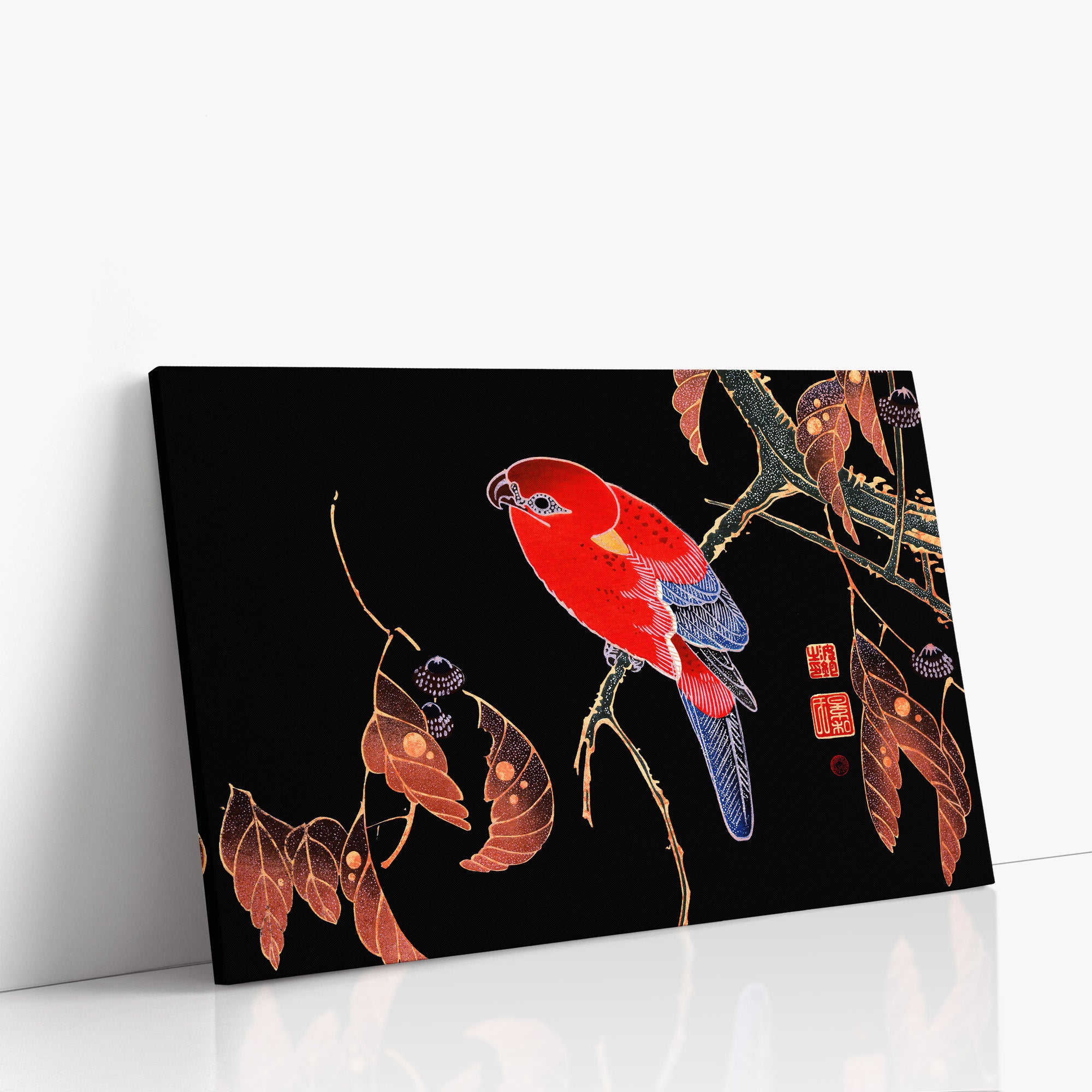 Red Parrot on the Branch of a Tree
