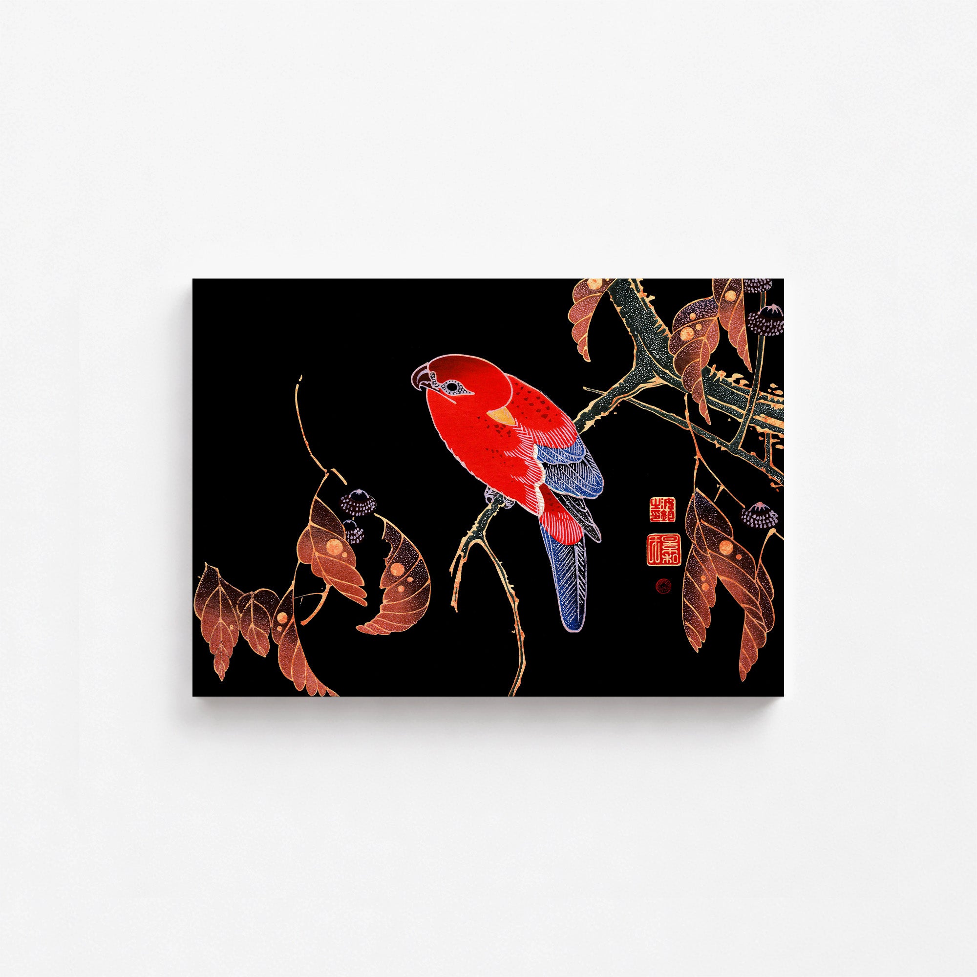 Red Parrot on the Branch of a Tree