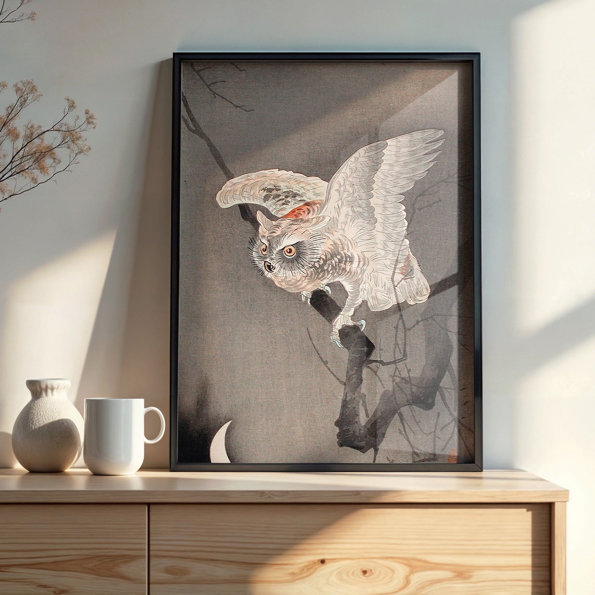 Design Concept No. 22 for Ohara Koson: Scops Owl in Moonlight Japanese Wall Art