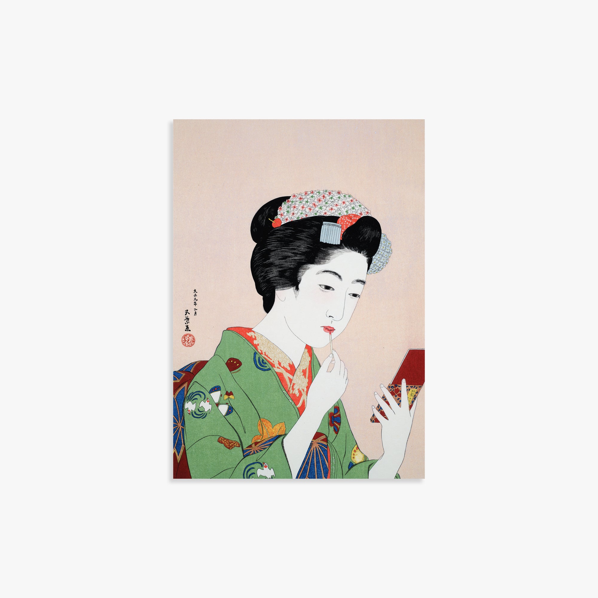 Goyō Hashiguchi: Woman Applying Rouge, 21x30cm Art Reproduction Unframed