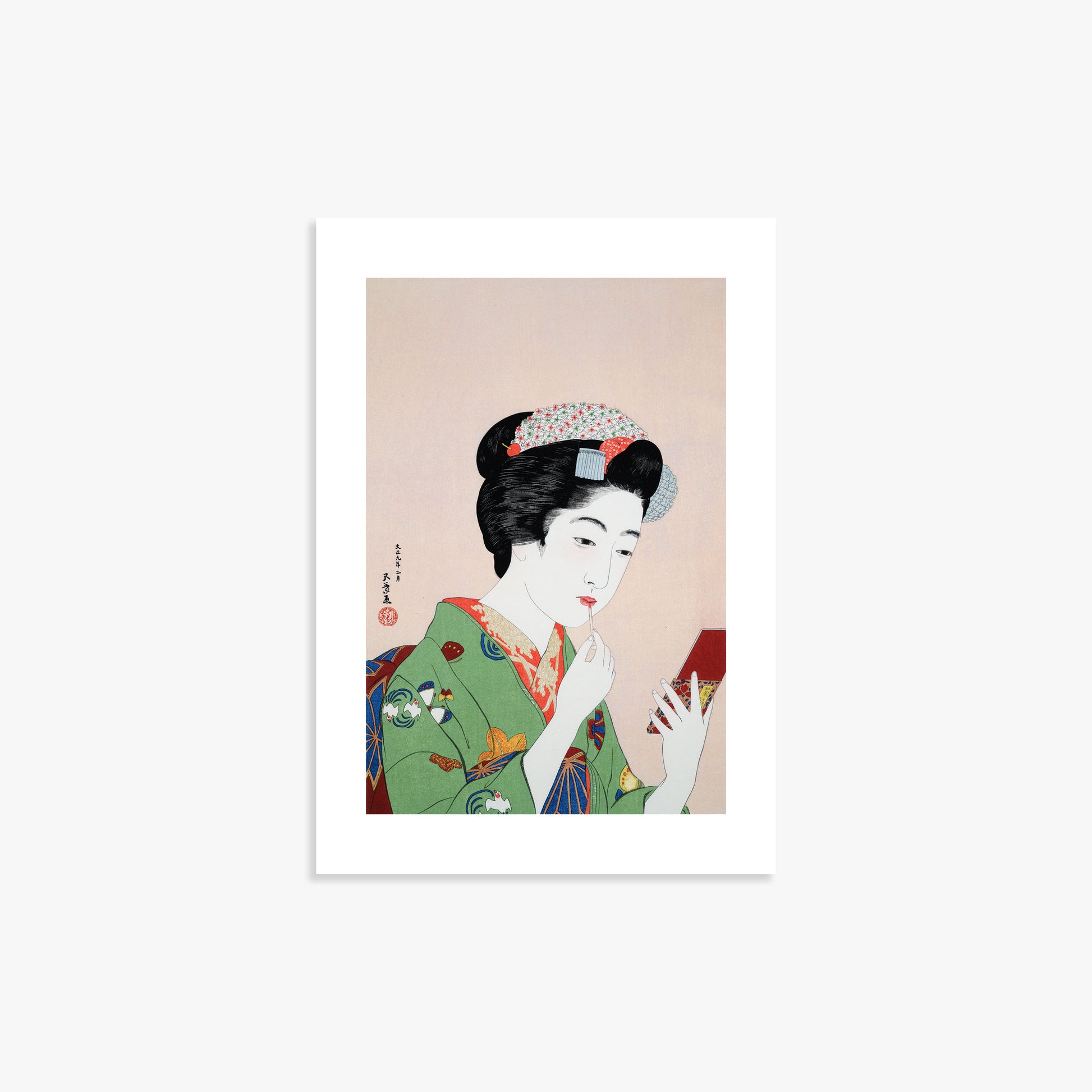 Goyō Hashiguchi: Woman Applying Rouge, 21x30cm Art Reproduction Unframed