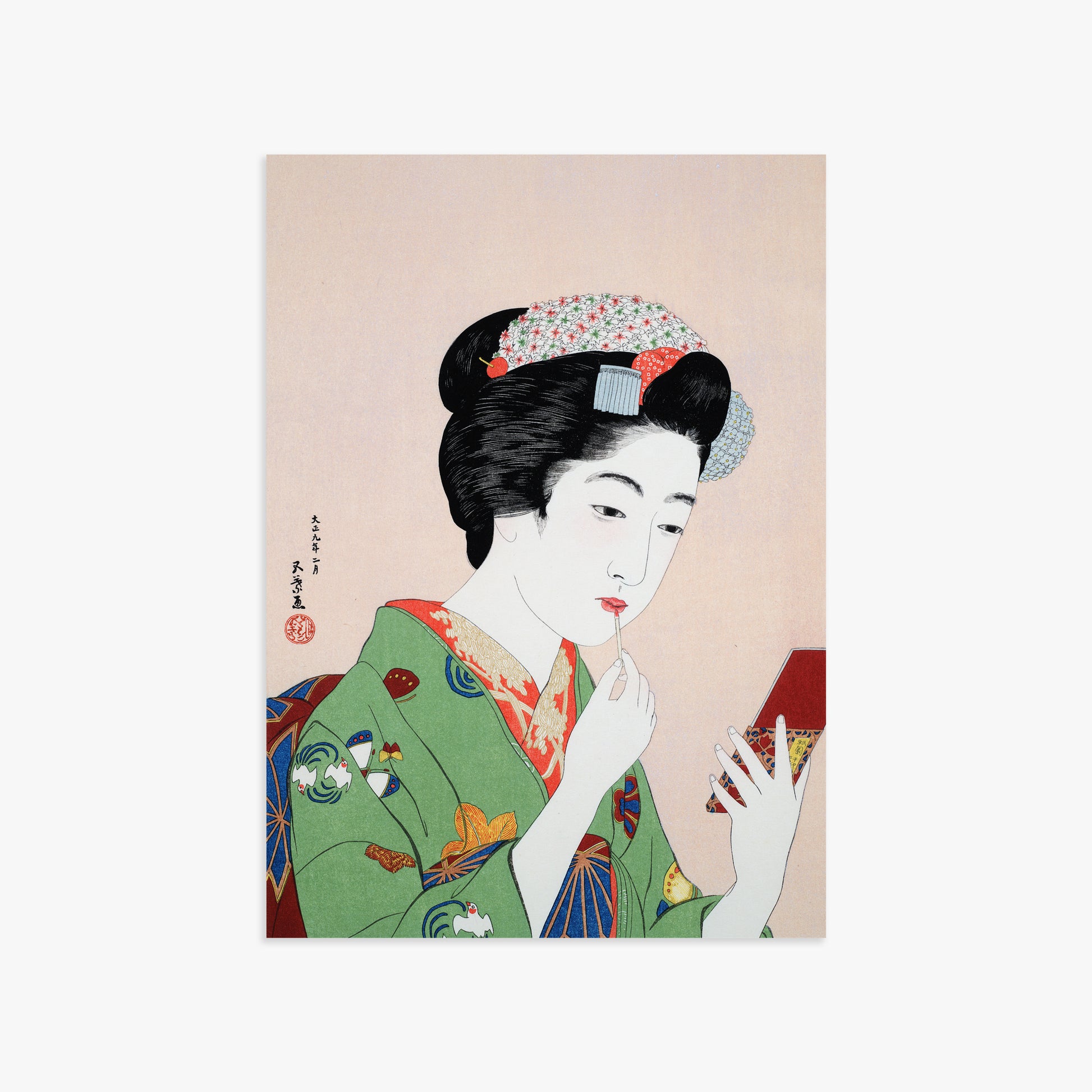 Goyō Hashiguchi: Woman Applying Rouge, 50x70cm Art Reproduction Unframed