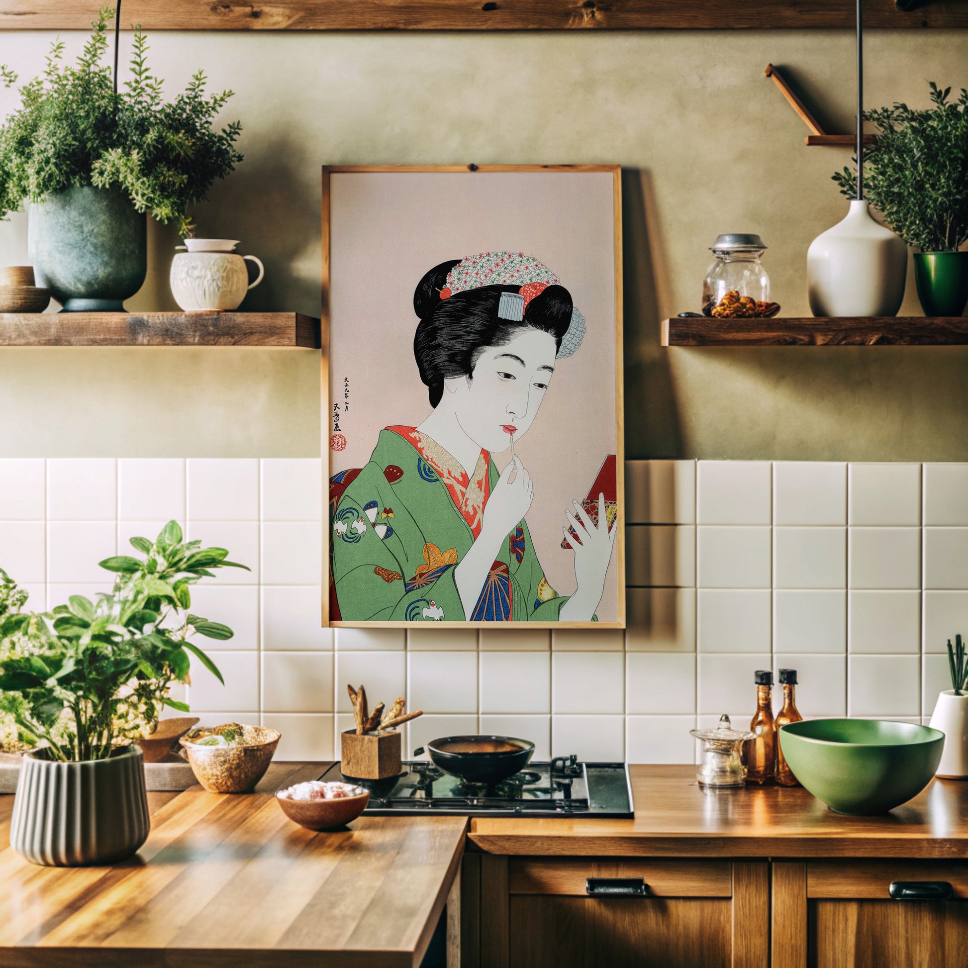 Design Concept No. 41 for Goyō Hashiguchi: Woman Applying Rouge Japanese Wall Art