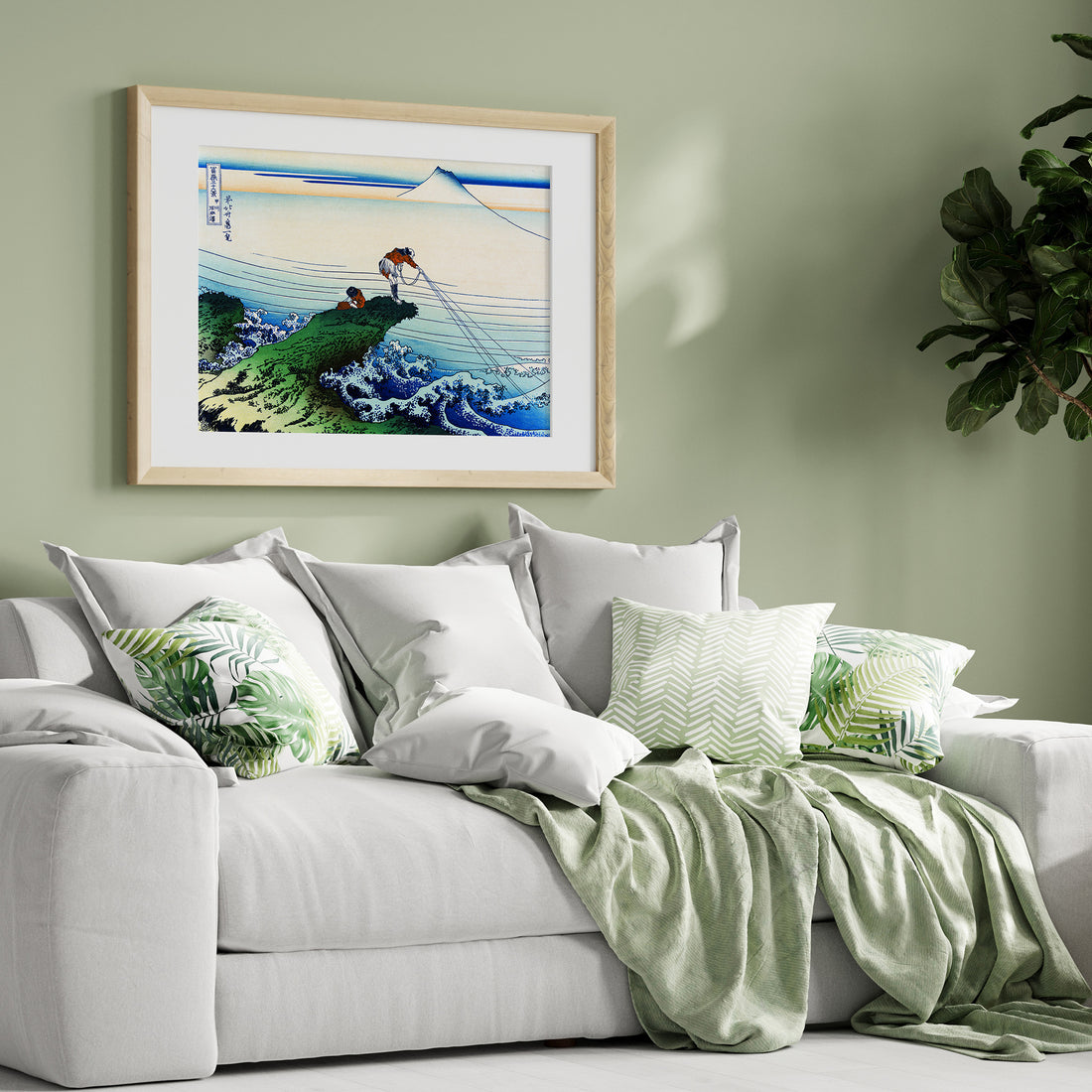 Katsushika Hokusai: Koshu Kajikazawa, 50x70cm Framed Art Reproduction With Black Frame