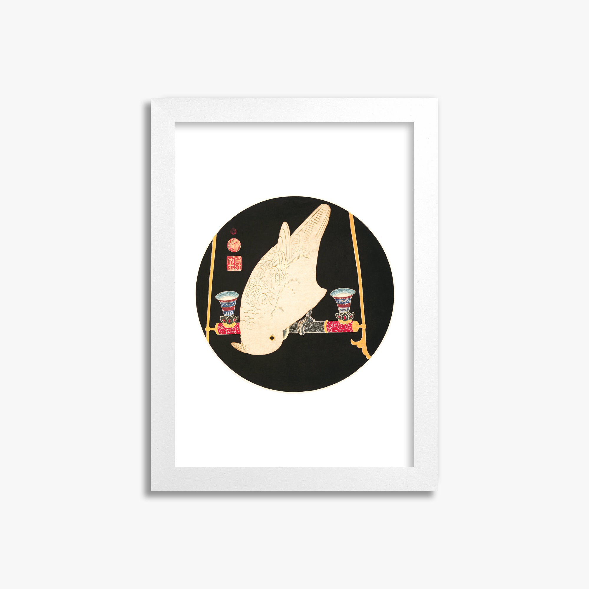 Itō Jakuchū: A White Macaw, 21x30cm Whitek Framed Art Reproduction